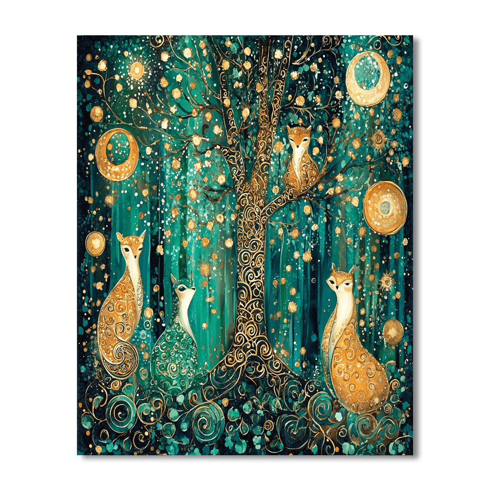 Gustav Klimt Inspired Fabled Forest Creatures  Numbered Painting Kits