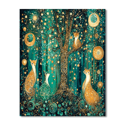 Gustav Klimt Inspired Fabled Forest Creatures  Numbered Painting Kits