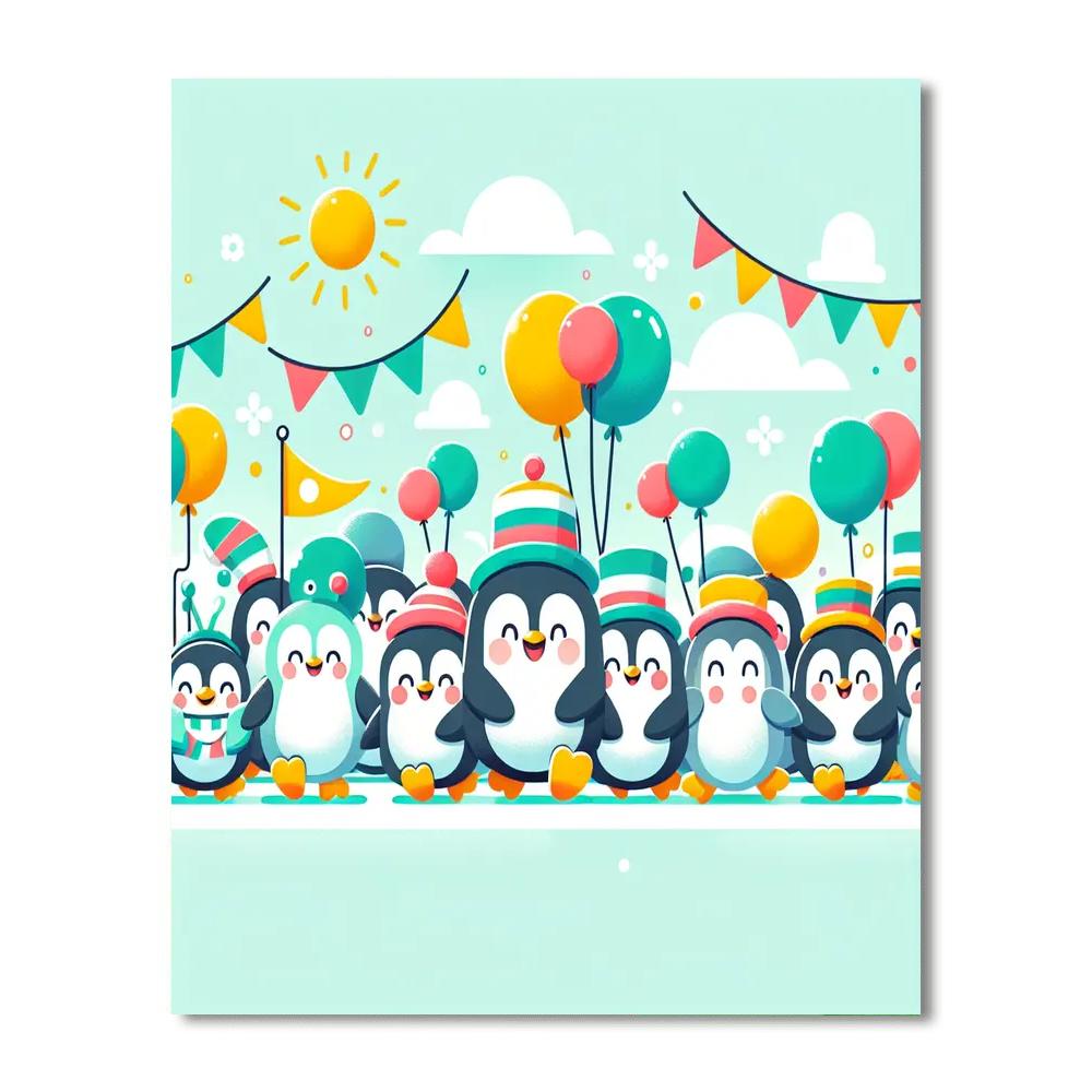 Penguin Parade Party Paint By Numbers