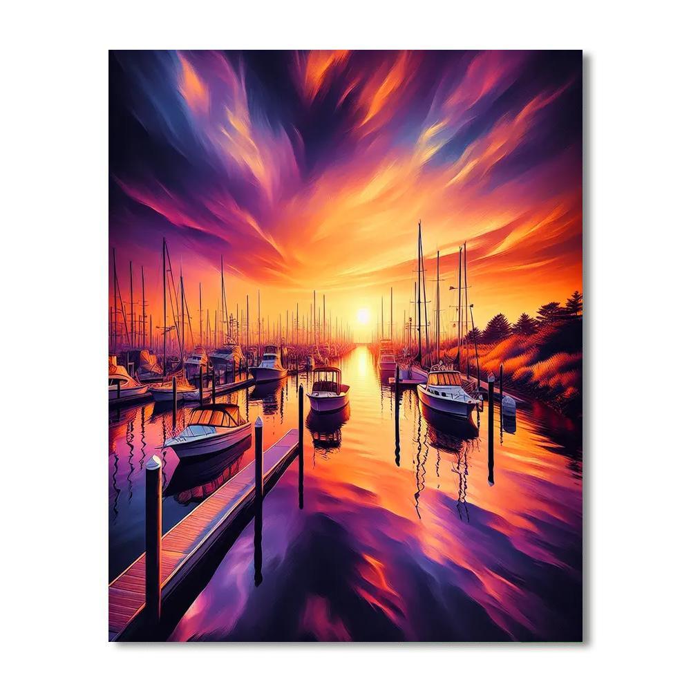 Sunset At The Marina Numbered Painting Kits