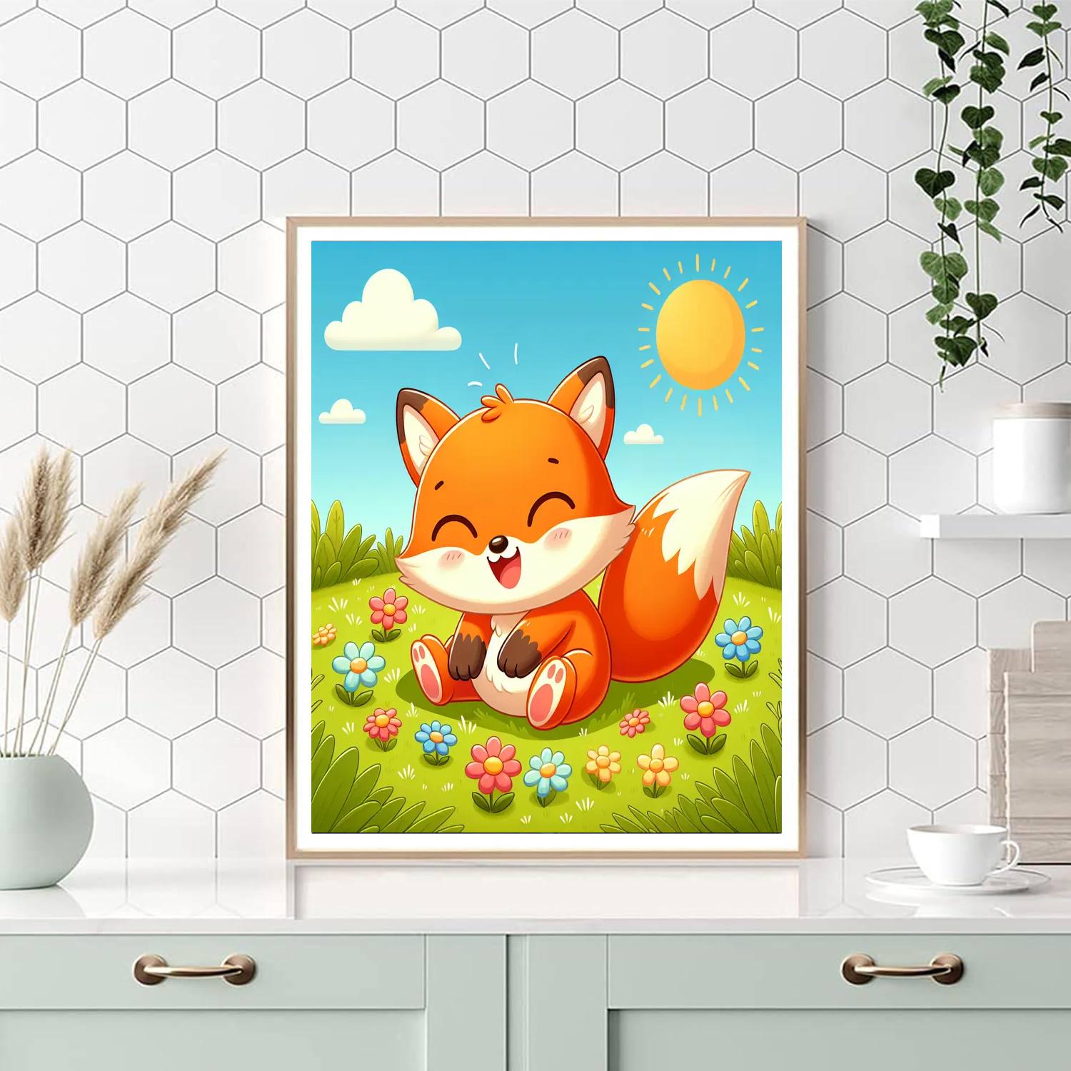 Playful Baby Fox Paint By Numbers Art