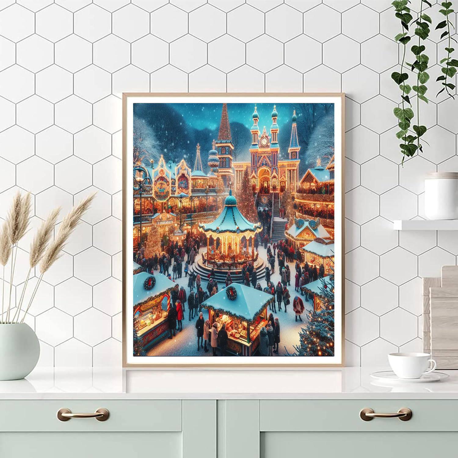 Tivoli Gardens Christmas Market - Copenhagen Painting By Numbers Kit