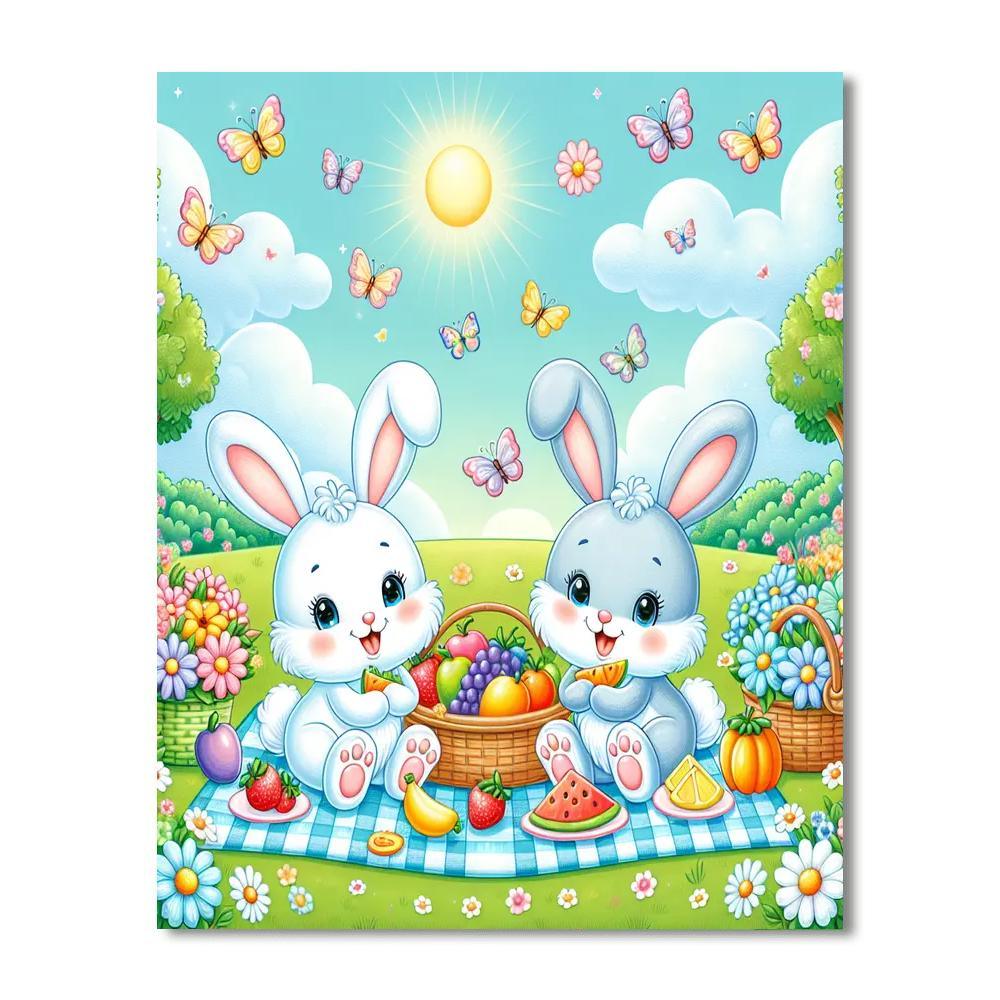 Bouncing Bunny Picnic Paint By Numbers