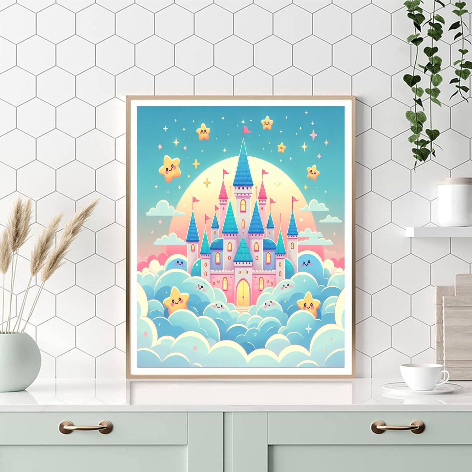 Playful Cloud Castle DIY Paint By Numbers