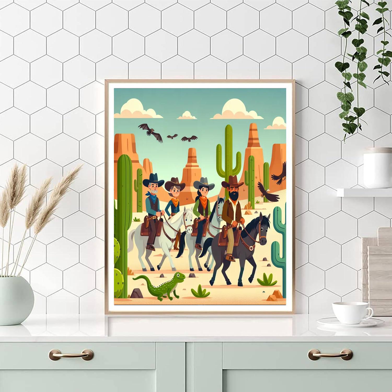 Wild West Cactus Country Painting Number Kit