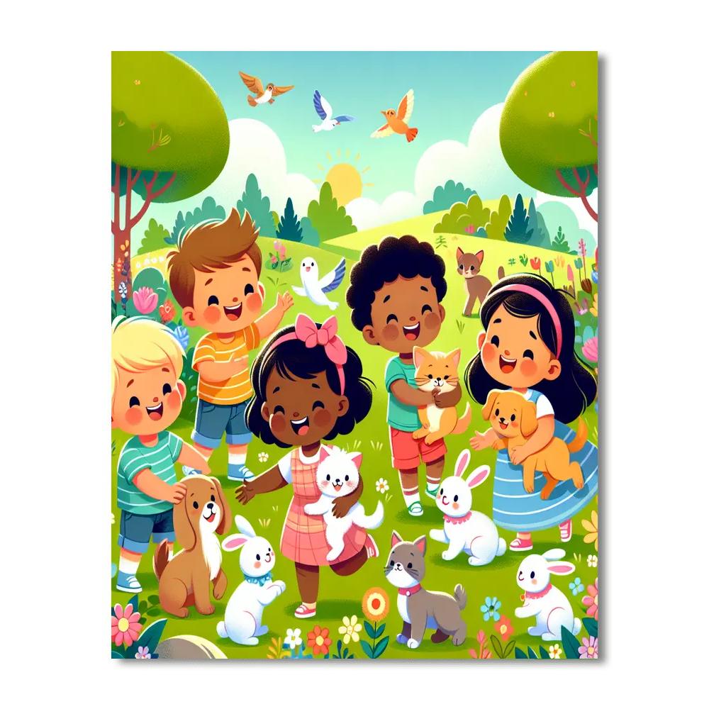 Animal Friends Day Painting Number Kit