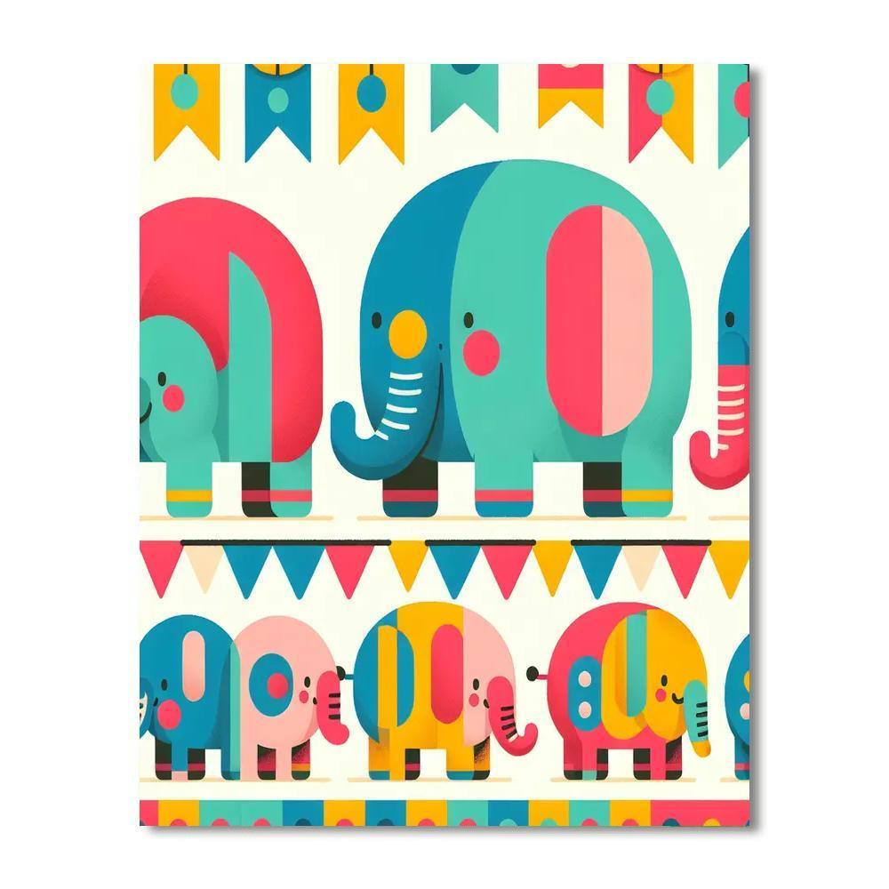 Circus Elephant Parade Paint By Number