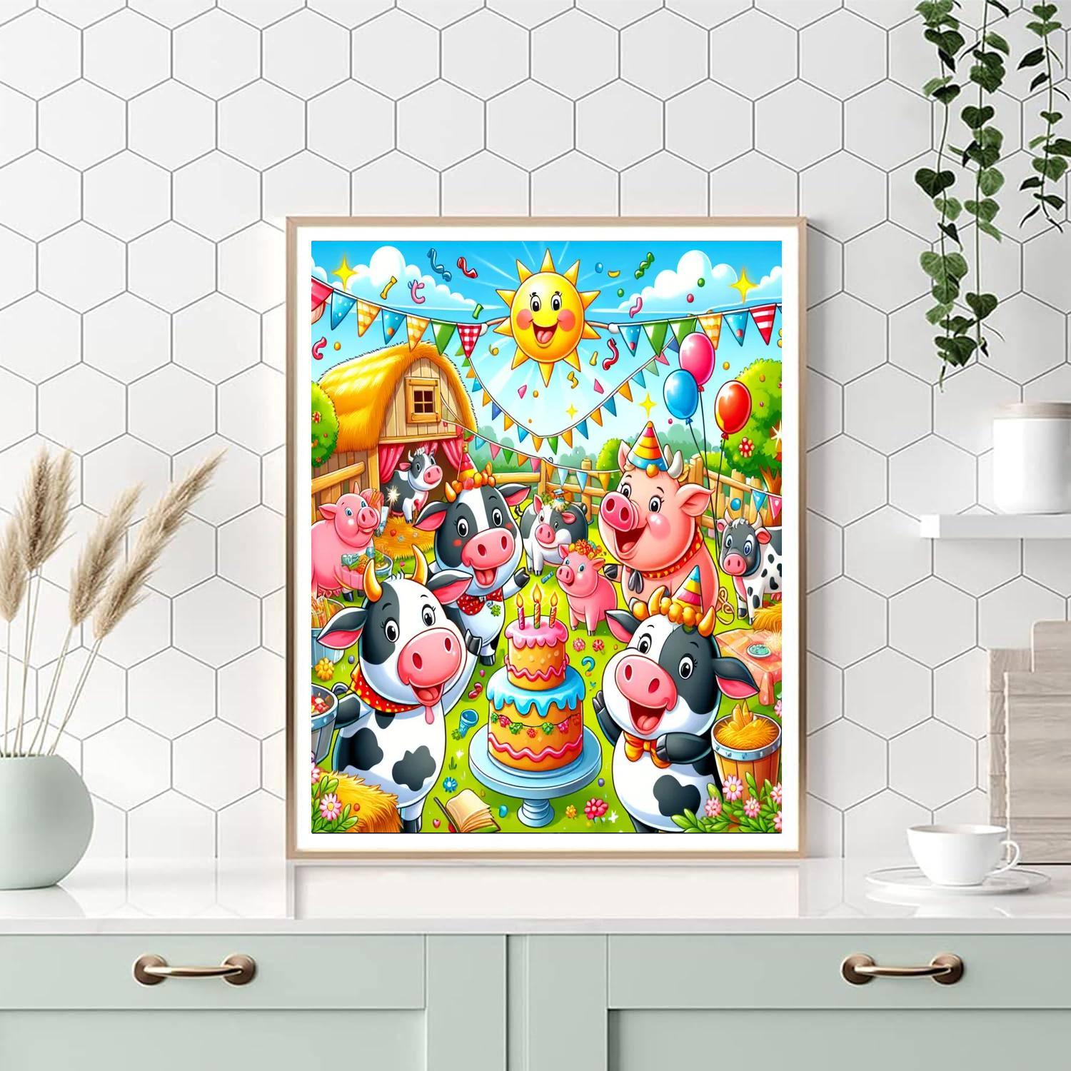 Lively Farmyard Celebration Numbered Painting Kits
