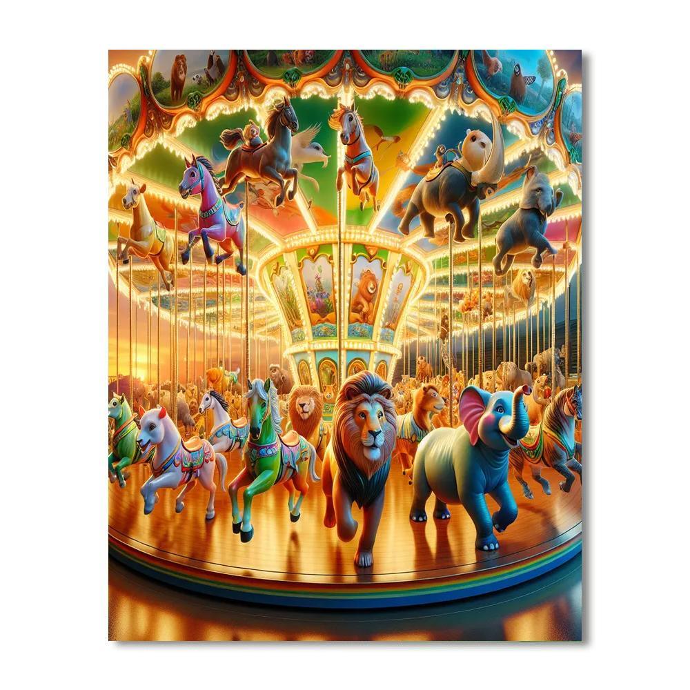 Playful Wildlife Carousel Paint By Color