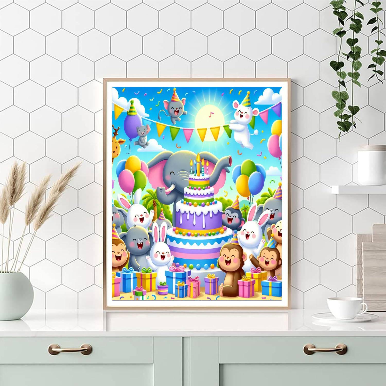 Cheerful Animal Birthday Party Paint By Number