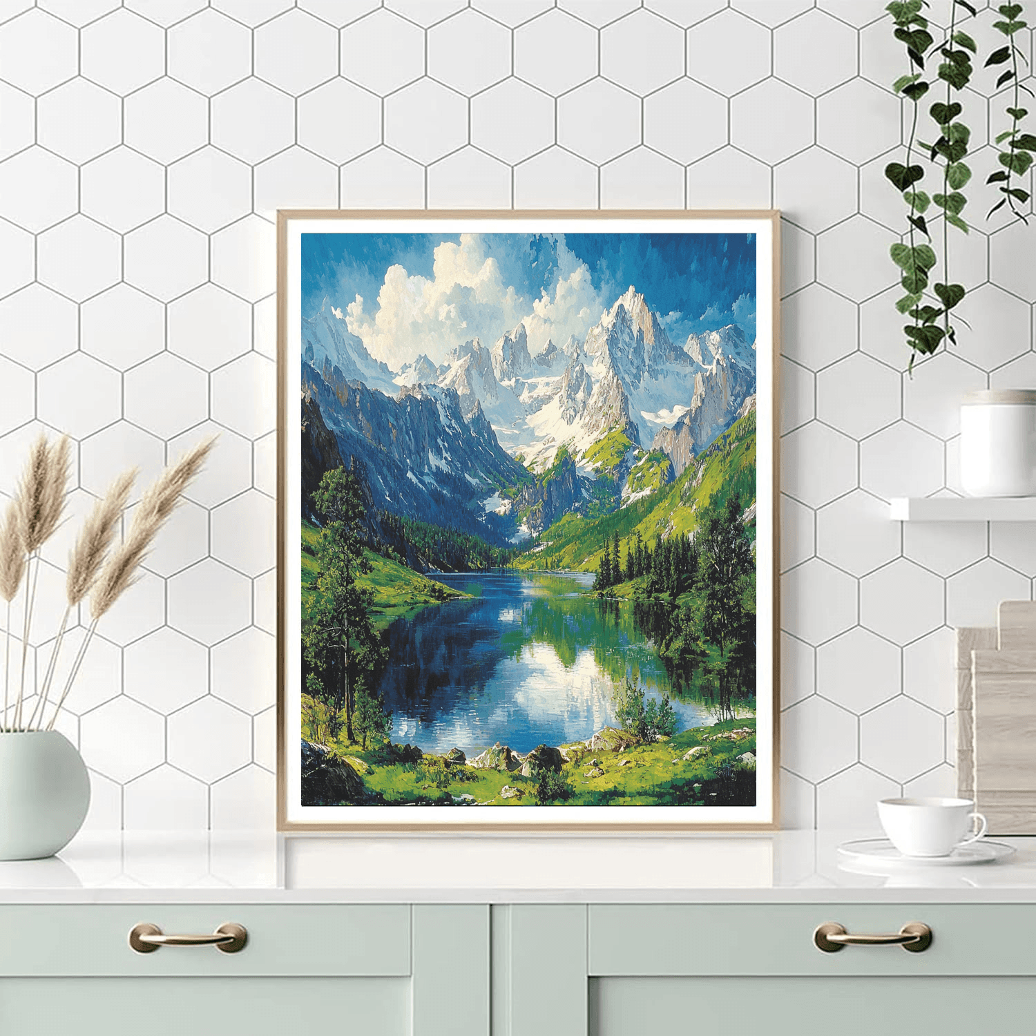 Albert Bierstadt Inspired Tranquil Mountain Retreat  Numbered Painting Kits