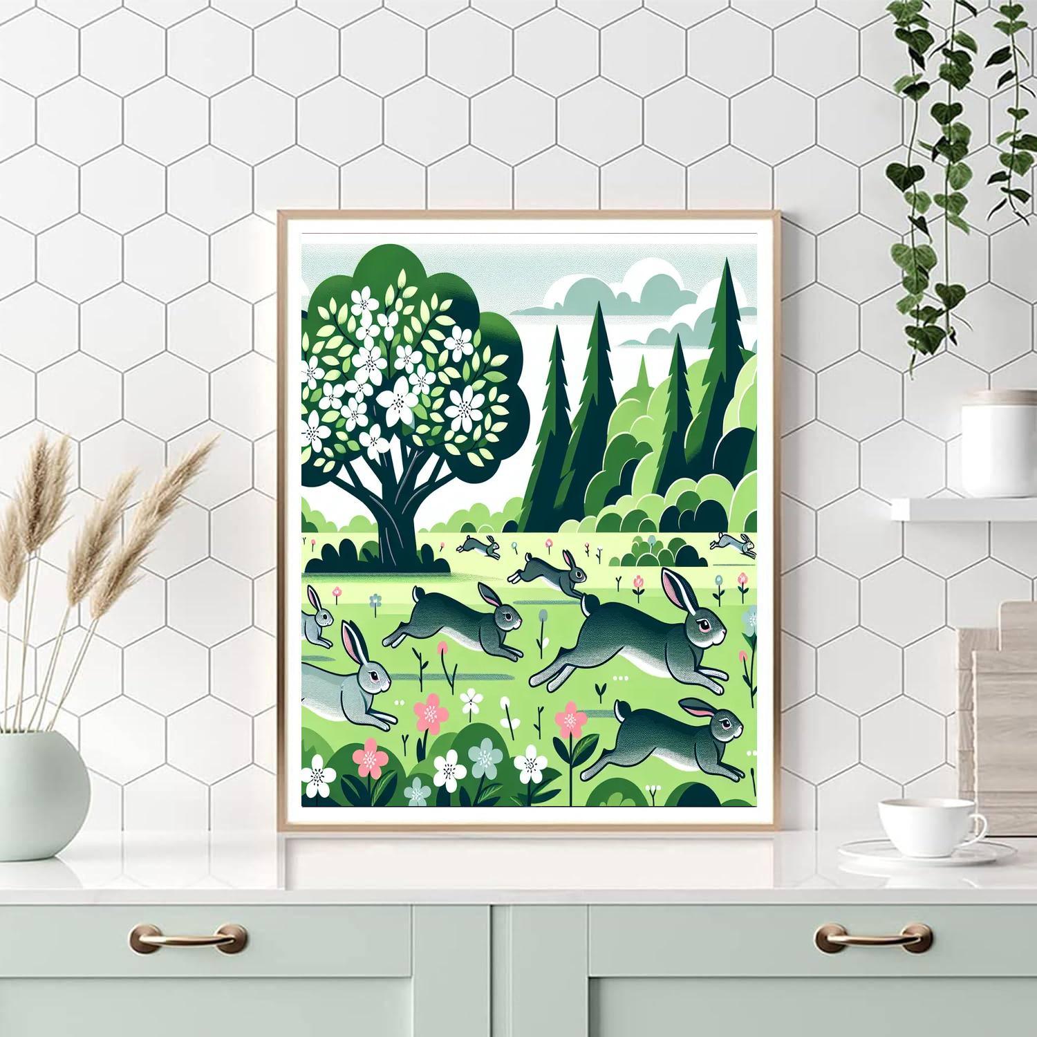Racing Rabbits Paint By Numbers Art