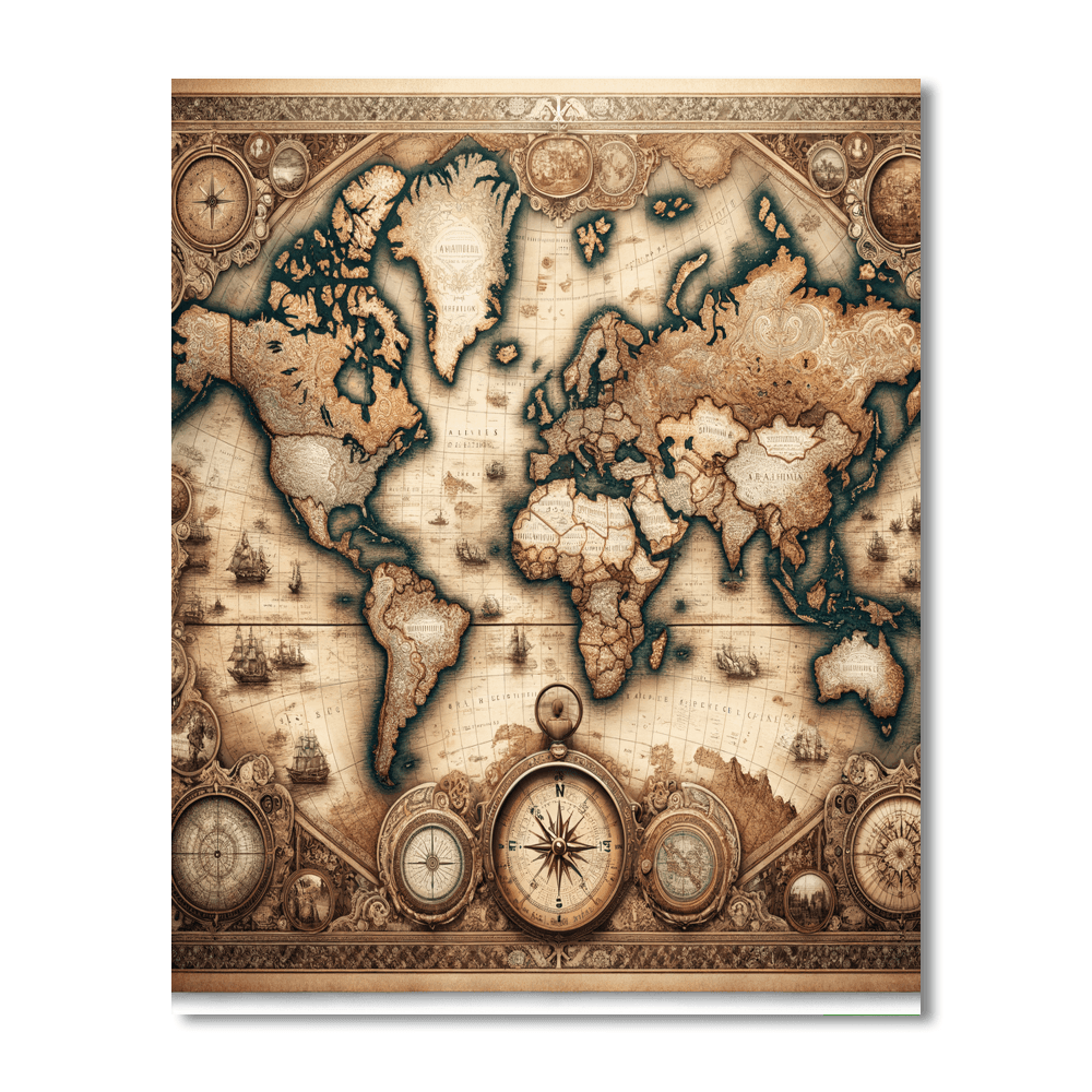 Vintage World Map - DIY Painting By Numbers Kit