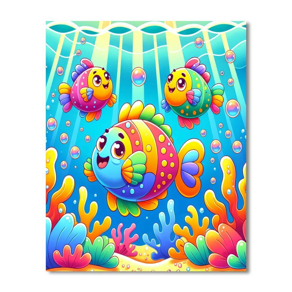 Rainbow Fish Fiesta Painting Number Kit