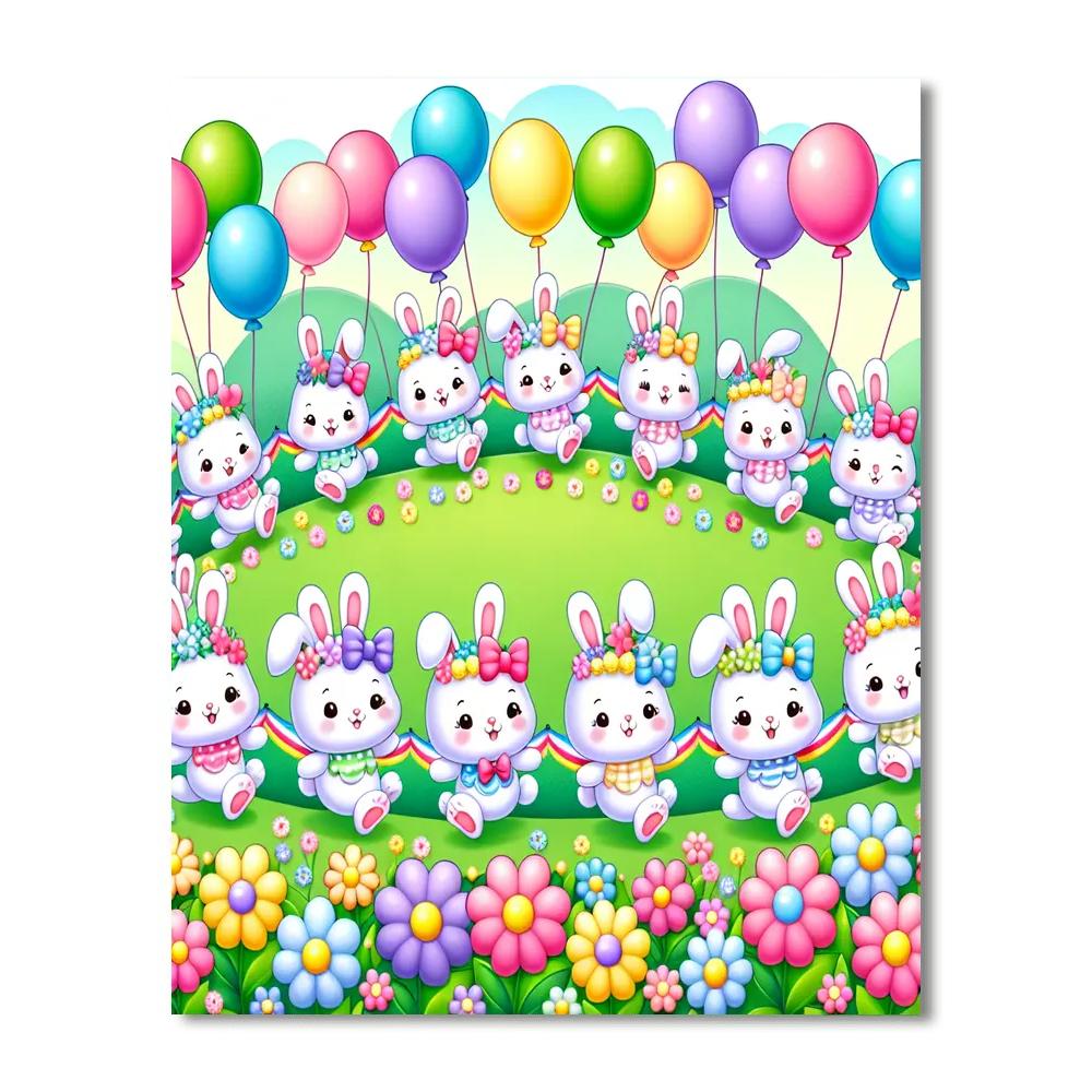 Bouncy Bunny Parade Paint By Numbers Art
