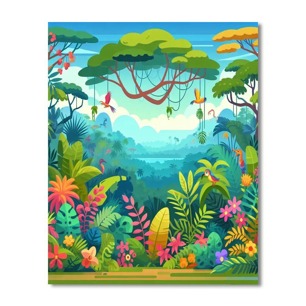 Tropical Rainforest Walk Number Painting