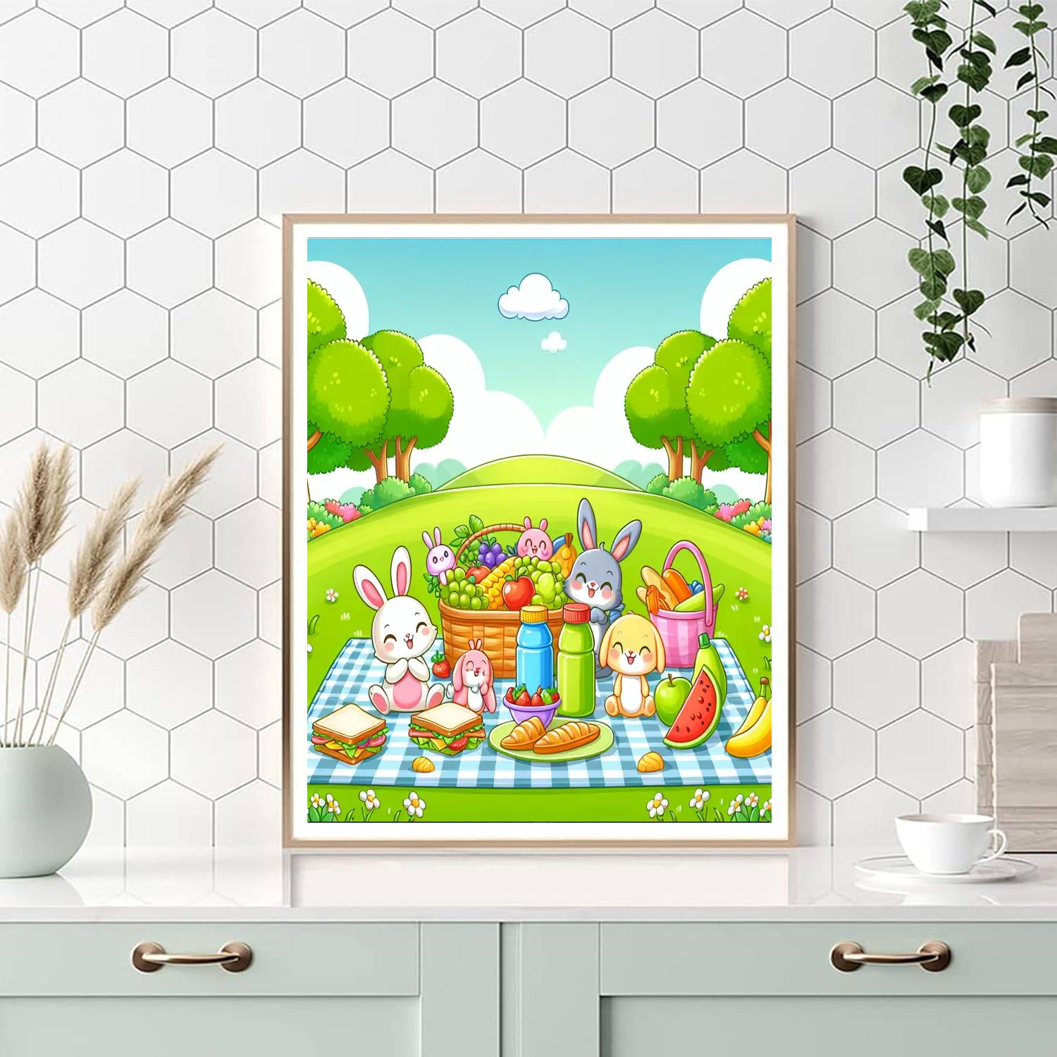 Happy Picnic Scene Paint By Numbers Art