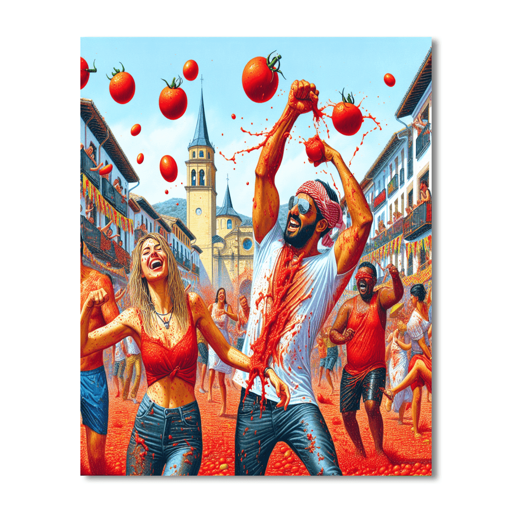 Tomatina Festival - Spain DIY Paint By Numbers