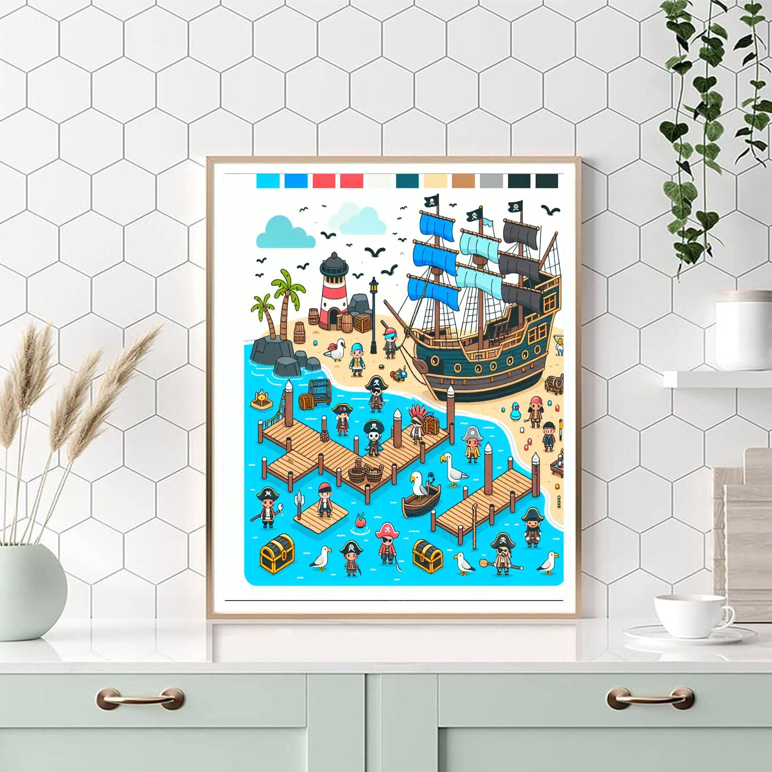 Friendly Pirate Harbor Paint By Color