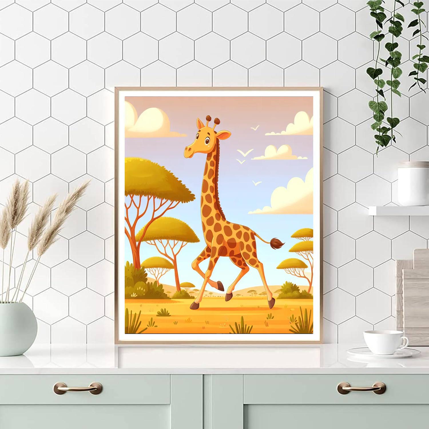 Giraffe's Grand Adventure Number Painting