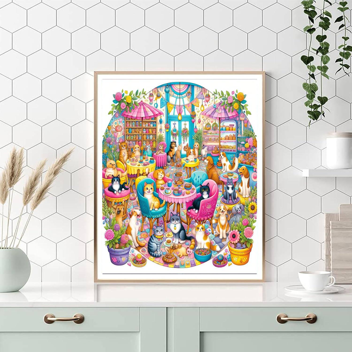 Charming Pet Café Paint By Numbers Art