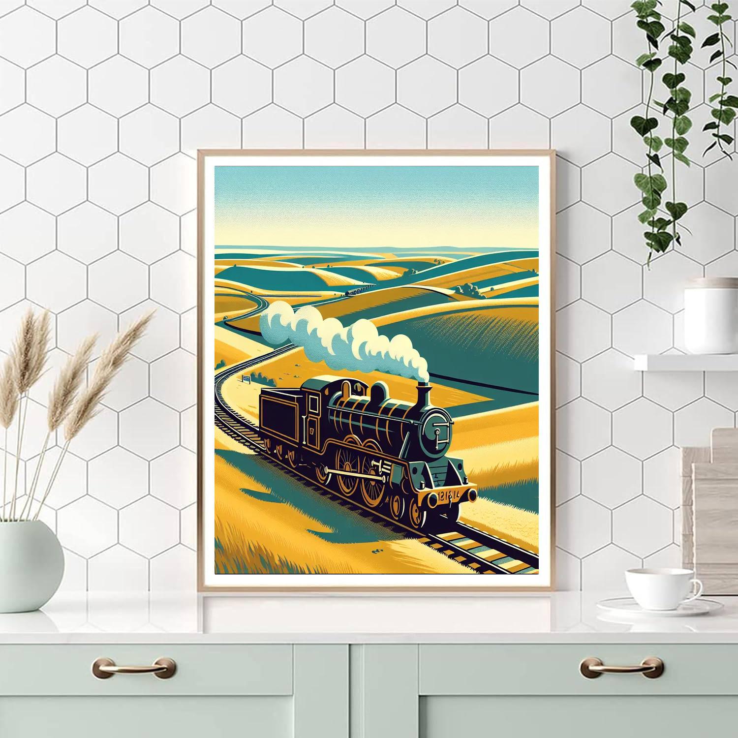 Grand Old Steam Train Paint By Numbers Art