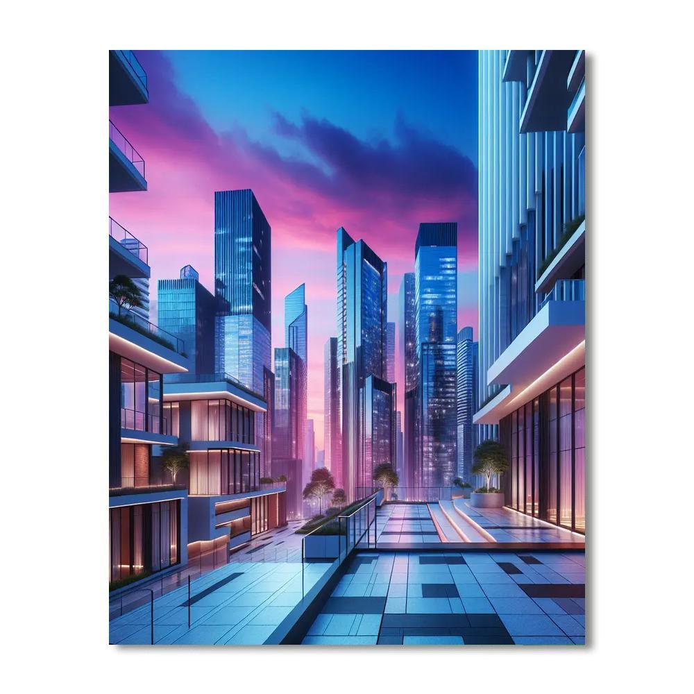 Chic Urban Rooftop View Paint By Color