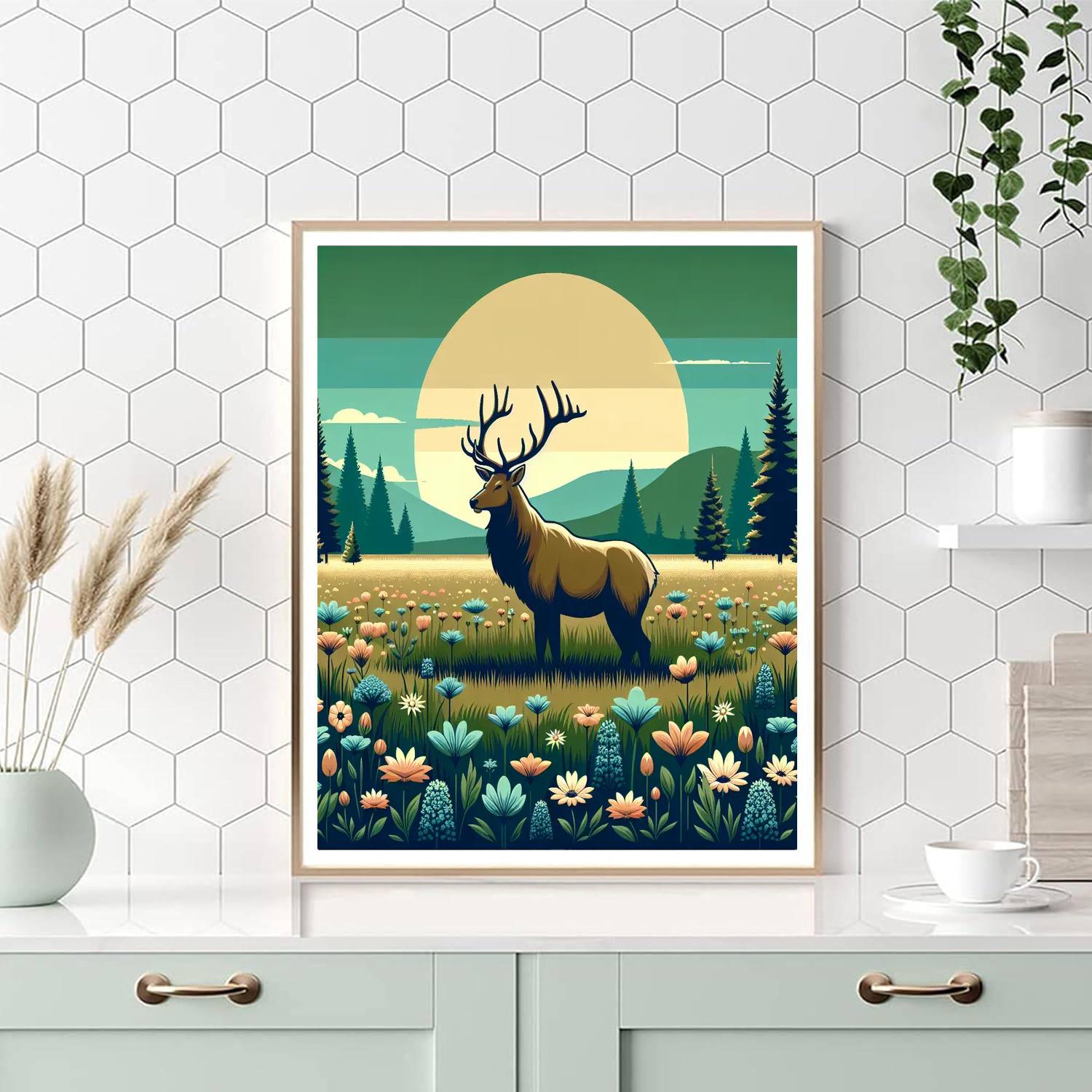 Enchanted Elk Meadow Number Painting