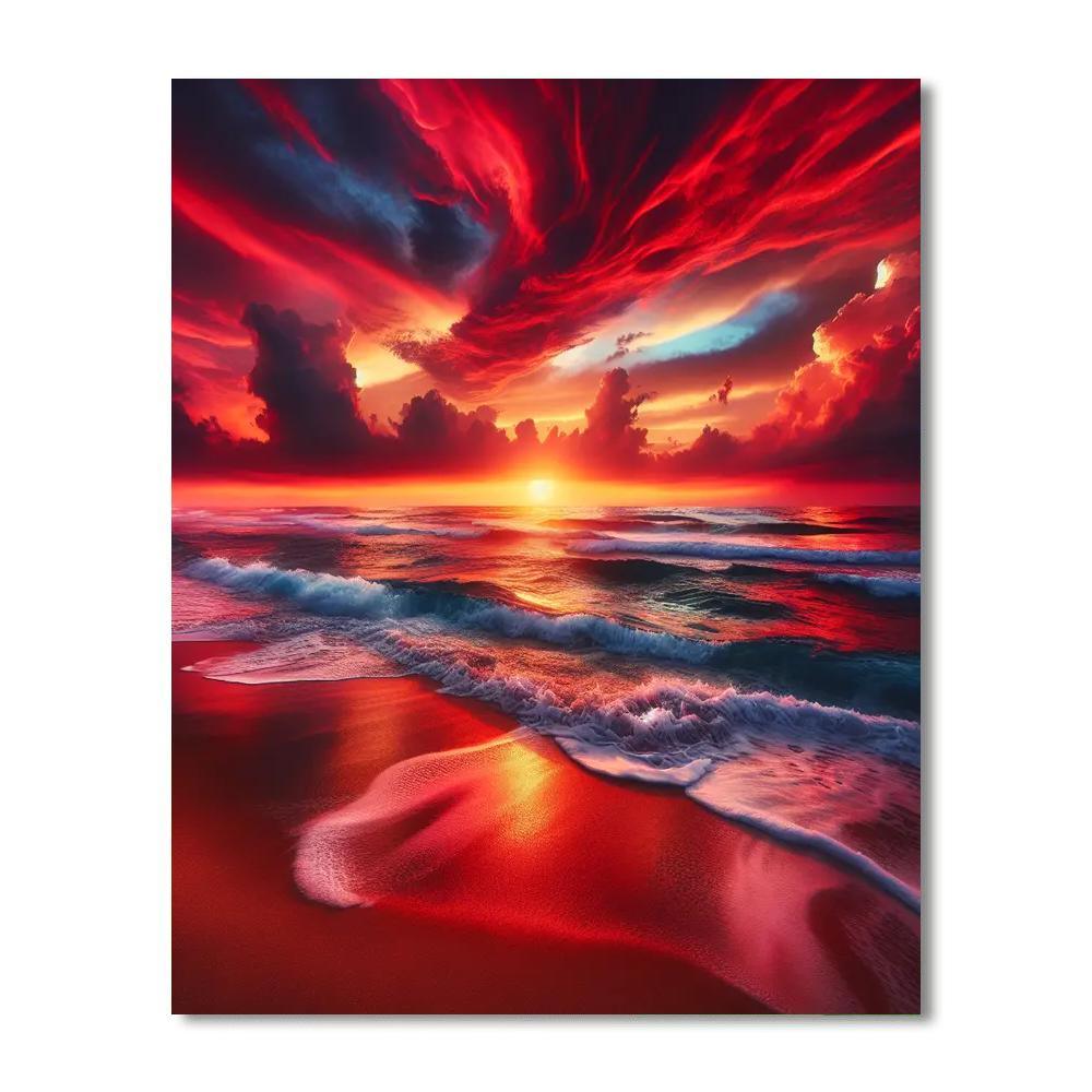 Crimson Horizon Sunset Numbered Painting Kits