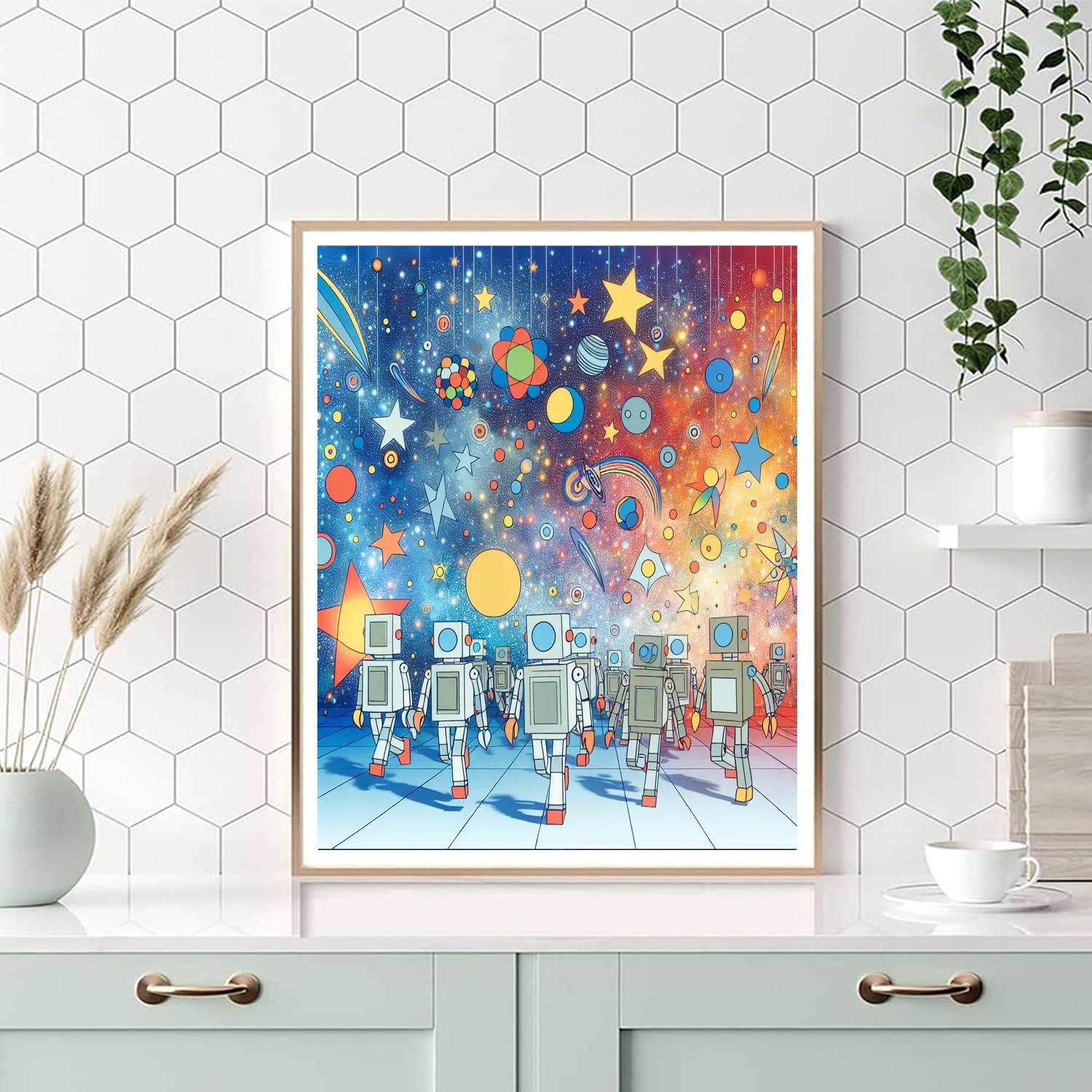 Robot Space Parade Paint By Numbers Art
