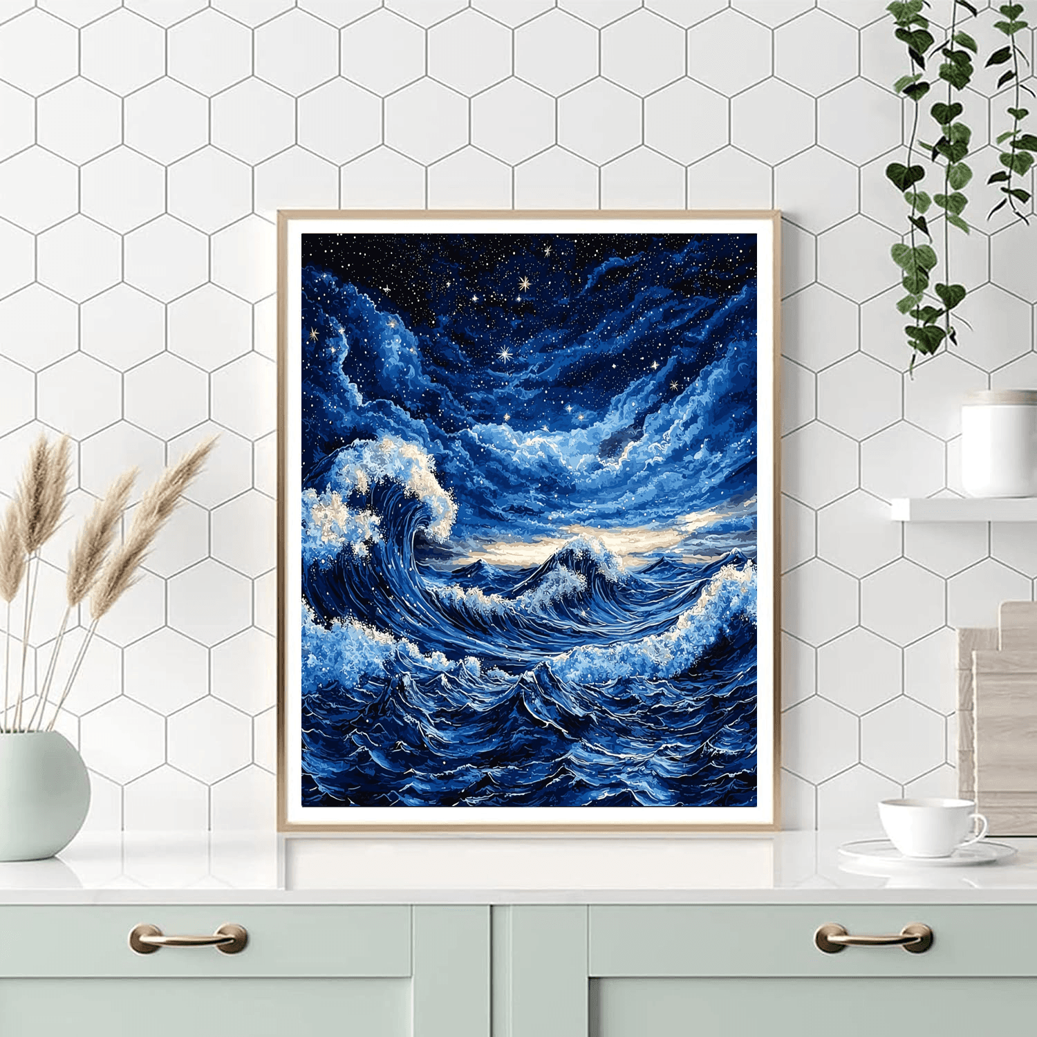 Katsushika Hokusai Inspired Hokusai's Galactic Waves  Paint By Numbers Kits