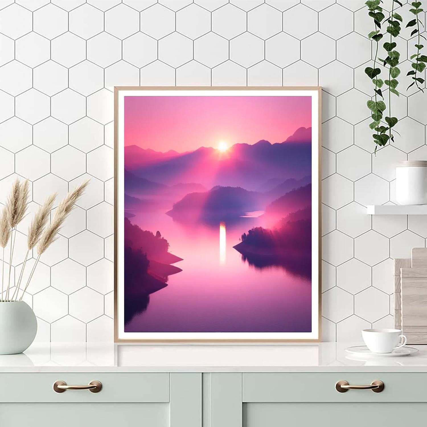 Peaceful Lakeside Sunrise Numbered Painting Kits