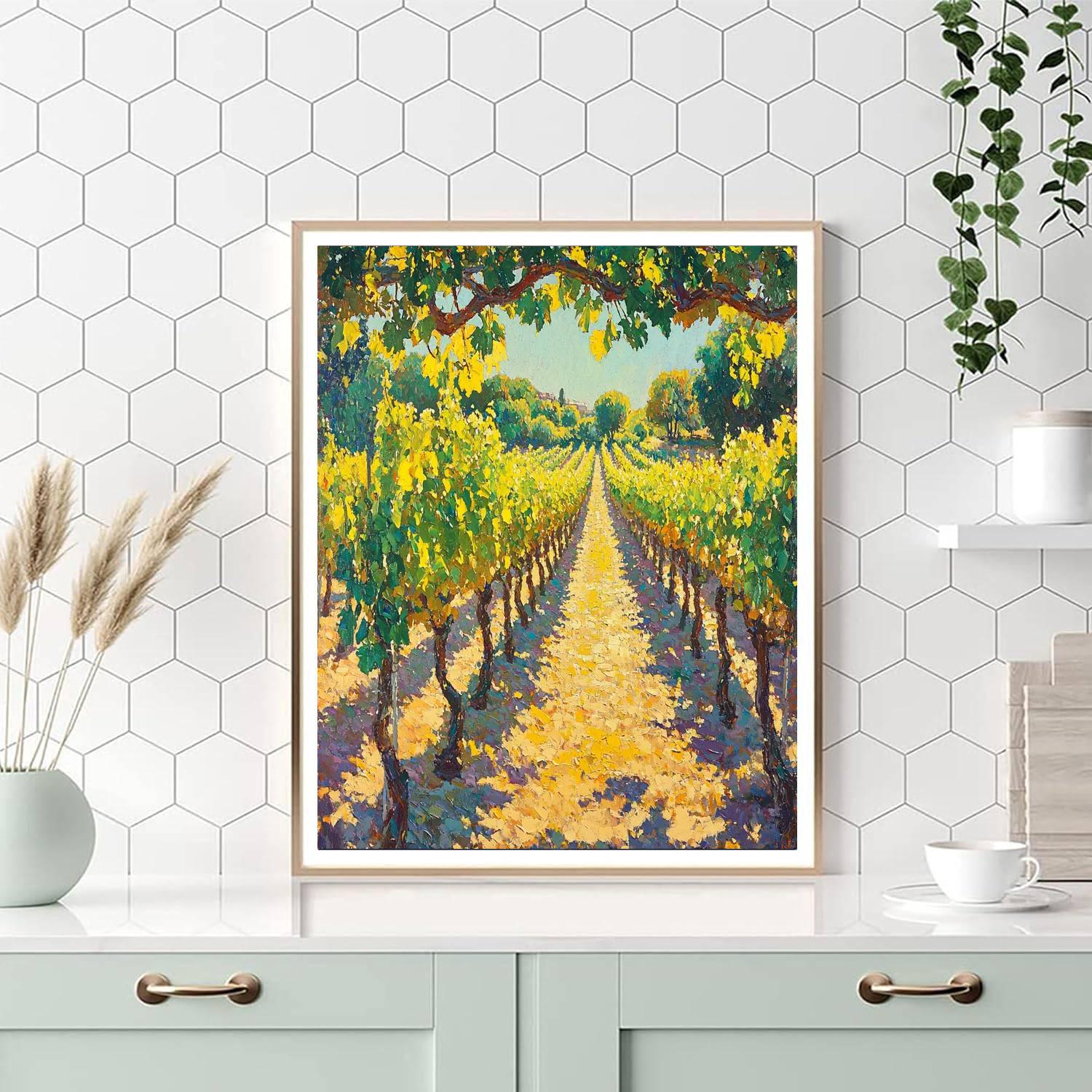 Paul Cézanne Inspired Vibrant Vineyard Scene  Paint By Numbers Art