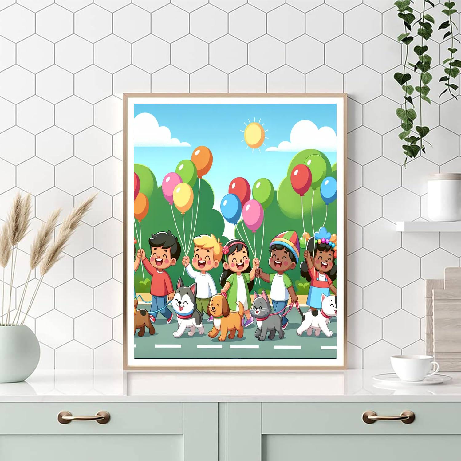 Playful Pets Parade Paint By Numbers Art