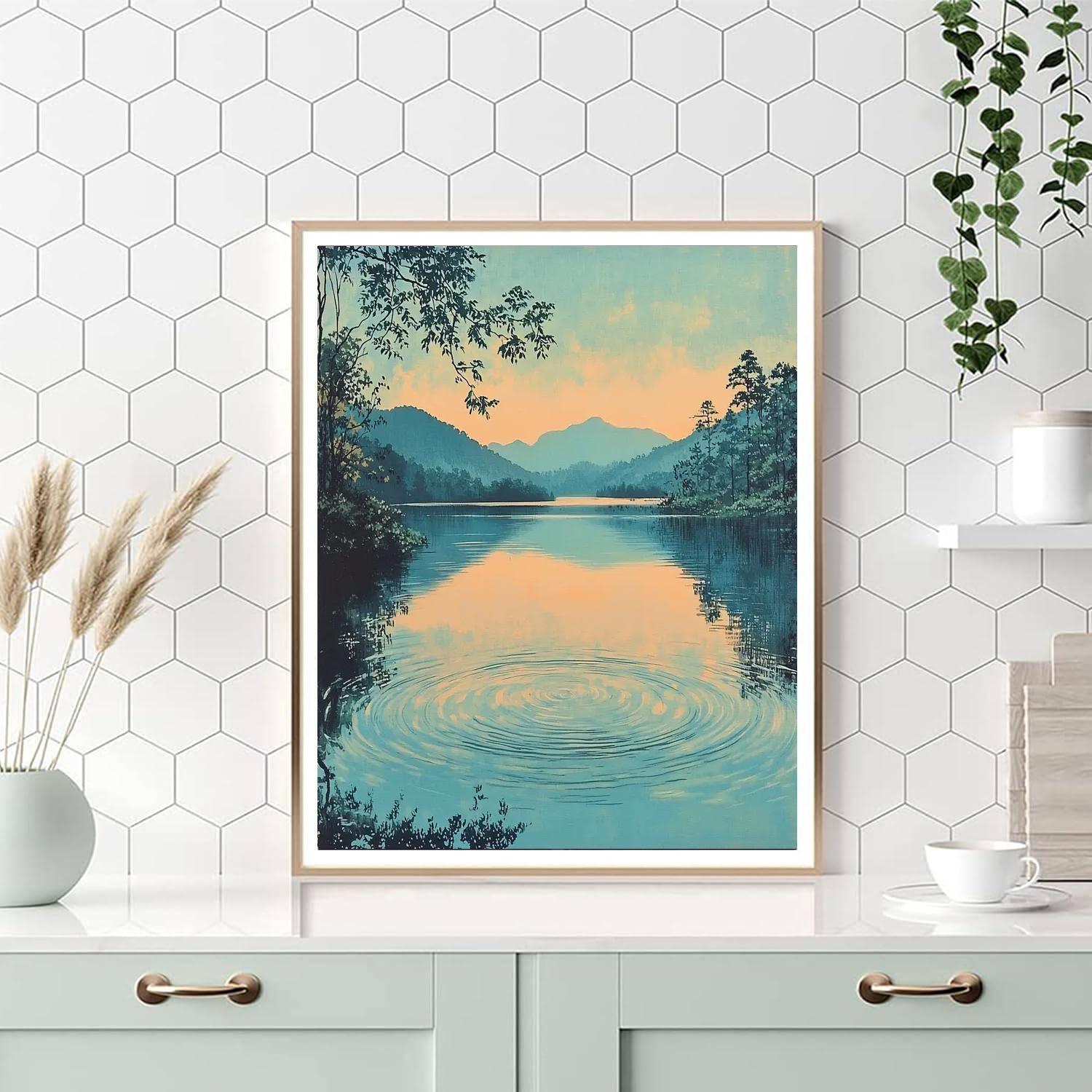 Utagawa Hiroshige Inspired Gentle Ripples Of Serenity  Number Painting