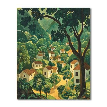 Nandalal Bose Inspired Verdant Village Vibes  Painting Number Kit