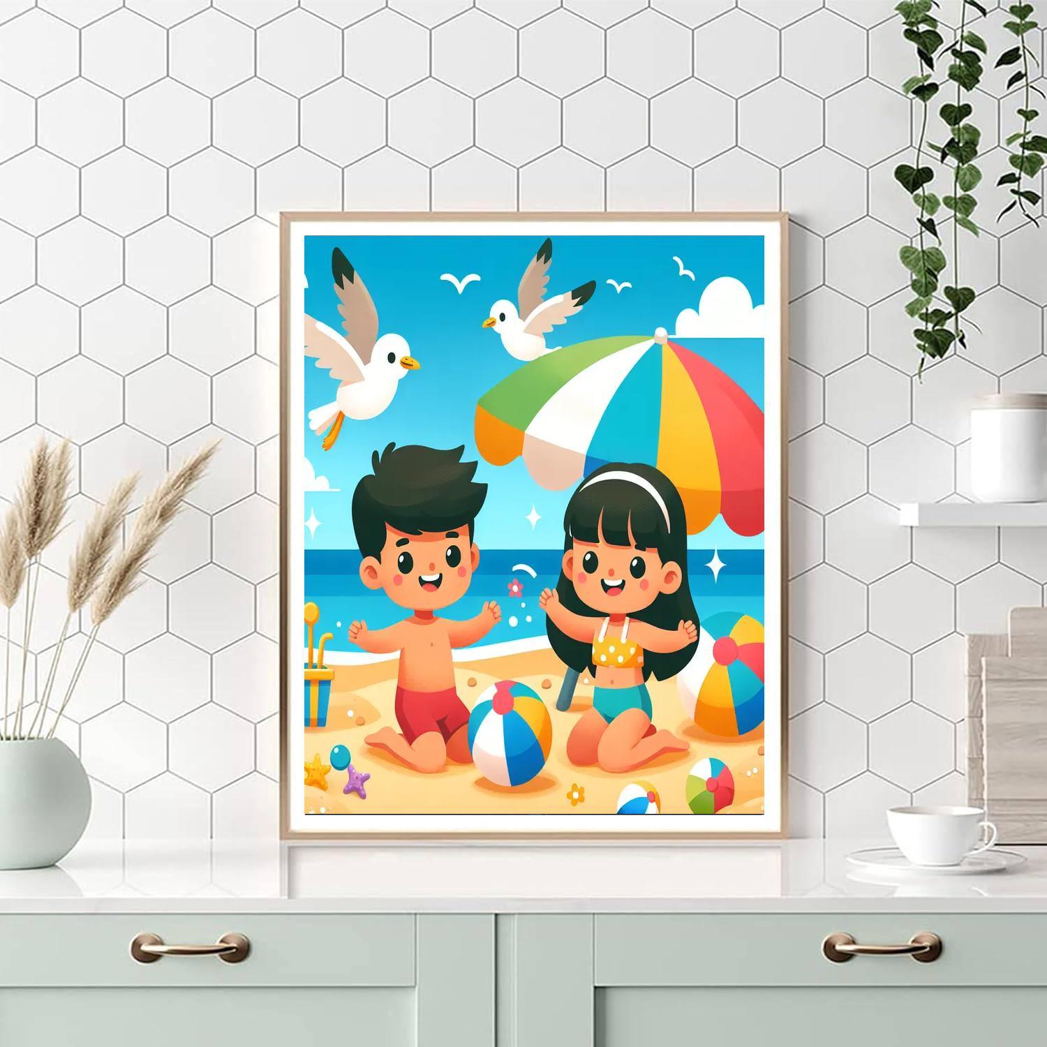 Sunny Adventure At The Beach Paint By Numbers Kits