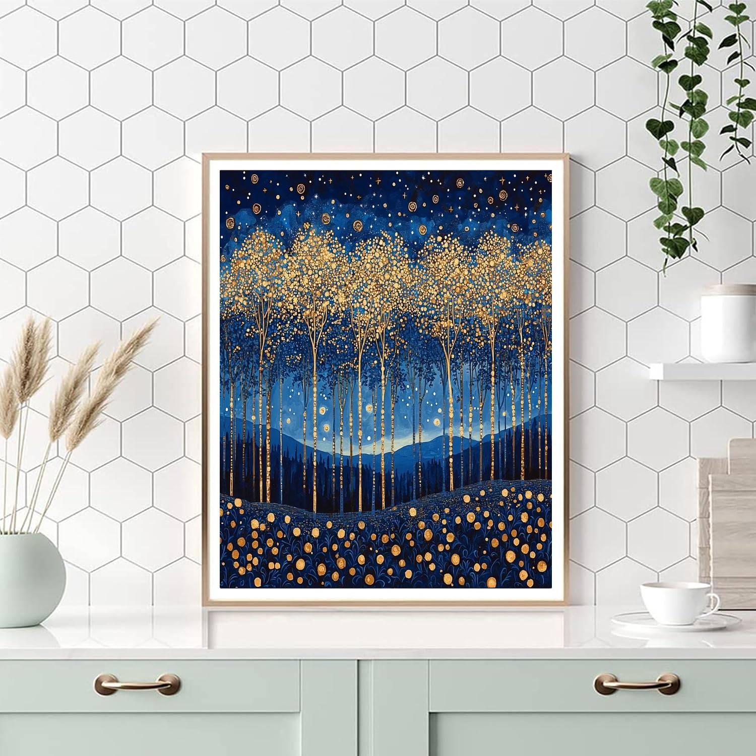 Gustav Klimt Inspired Glistening Night Forest  Paint By Numbers Kits