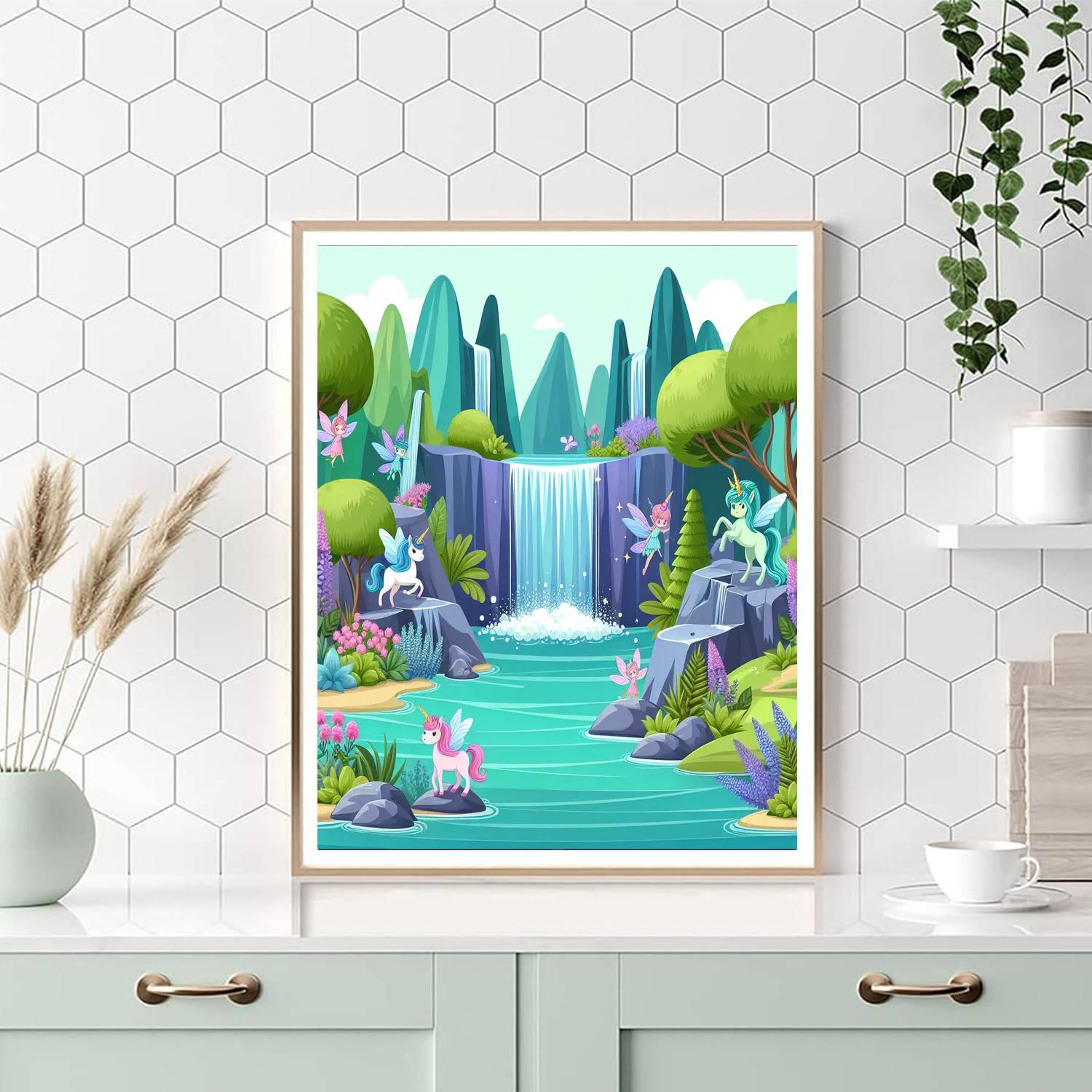 Whimsical Waterfall Wonderland Paint By Numbers Art