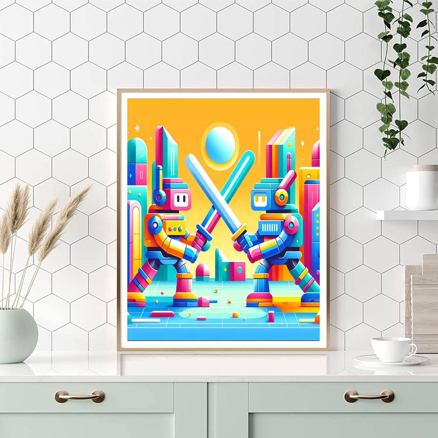 Epic Robot Battles Paint By Numbers Art