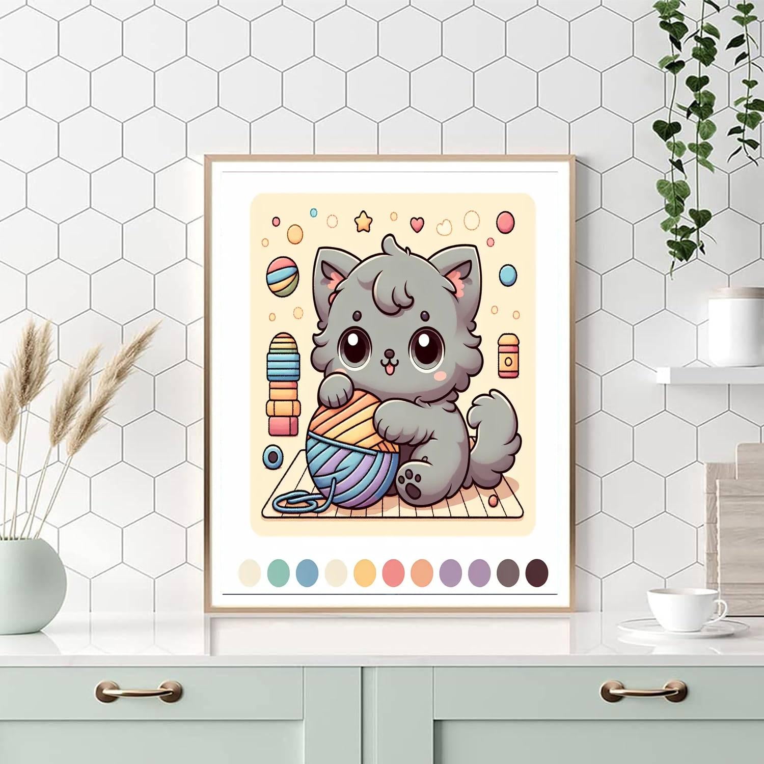 Curly Kitten DIY Paint By Numbers