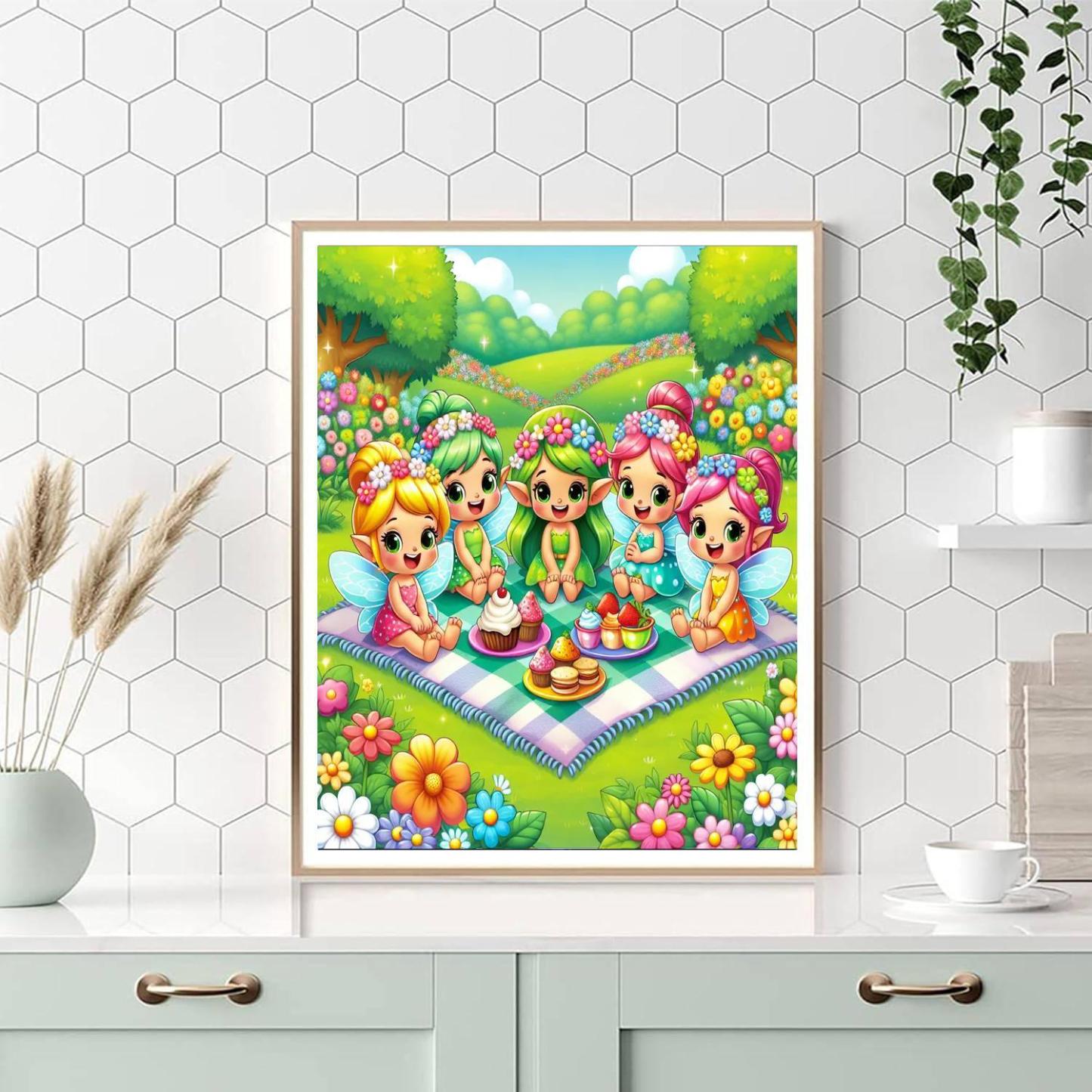 Giggling Fairy Picnic Paint By Numbers Art