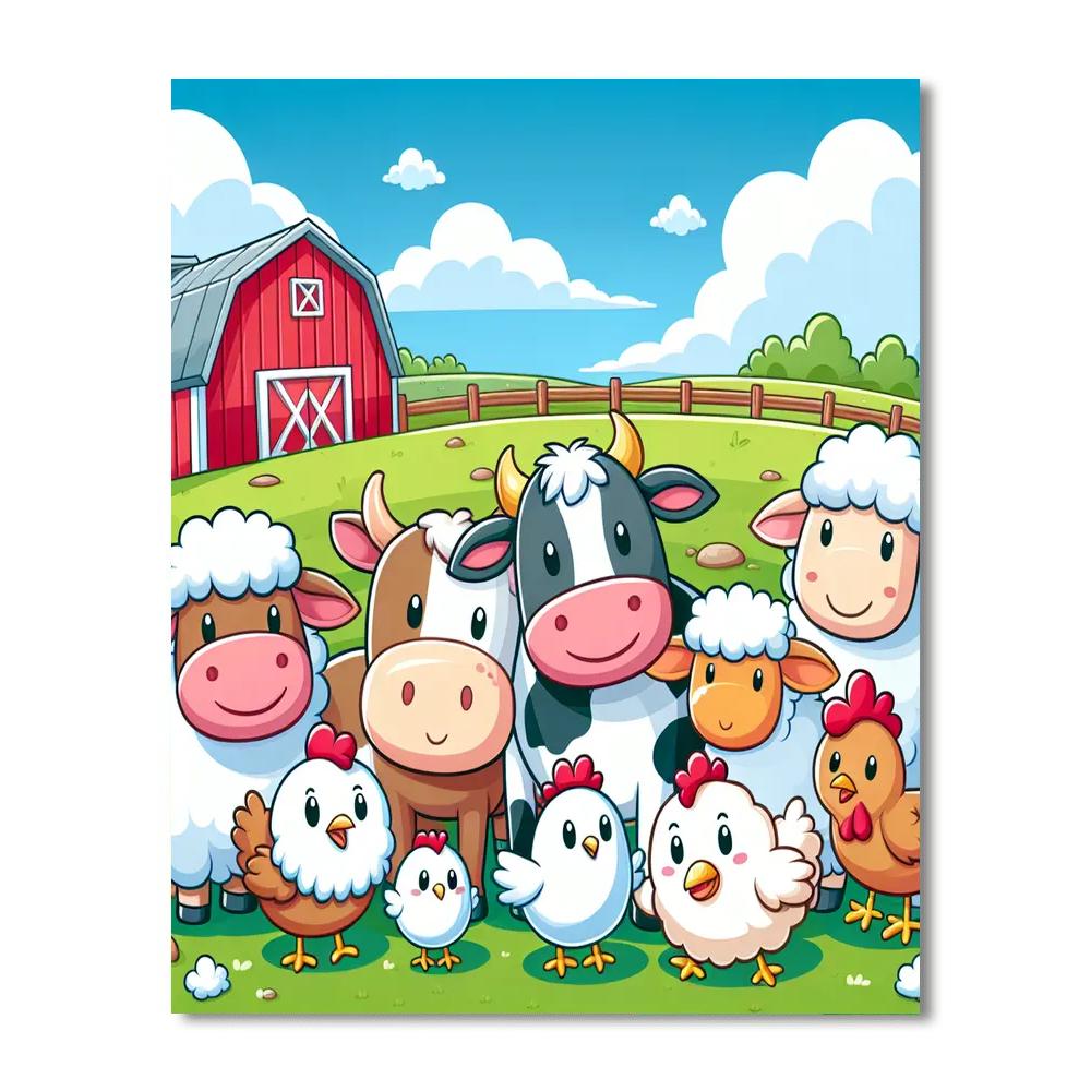 Friendly Farmyard Scene Painting By Numbers Kit