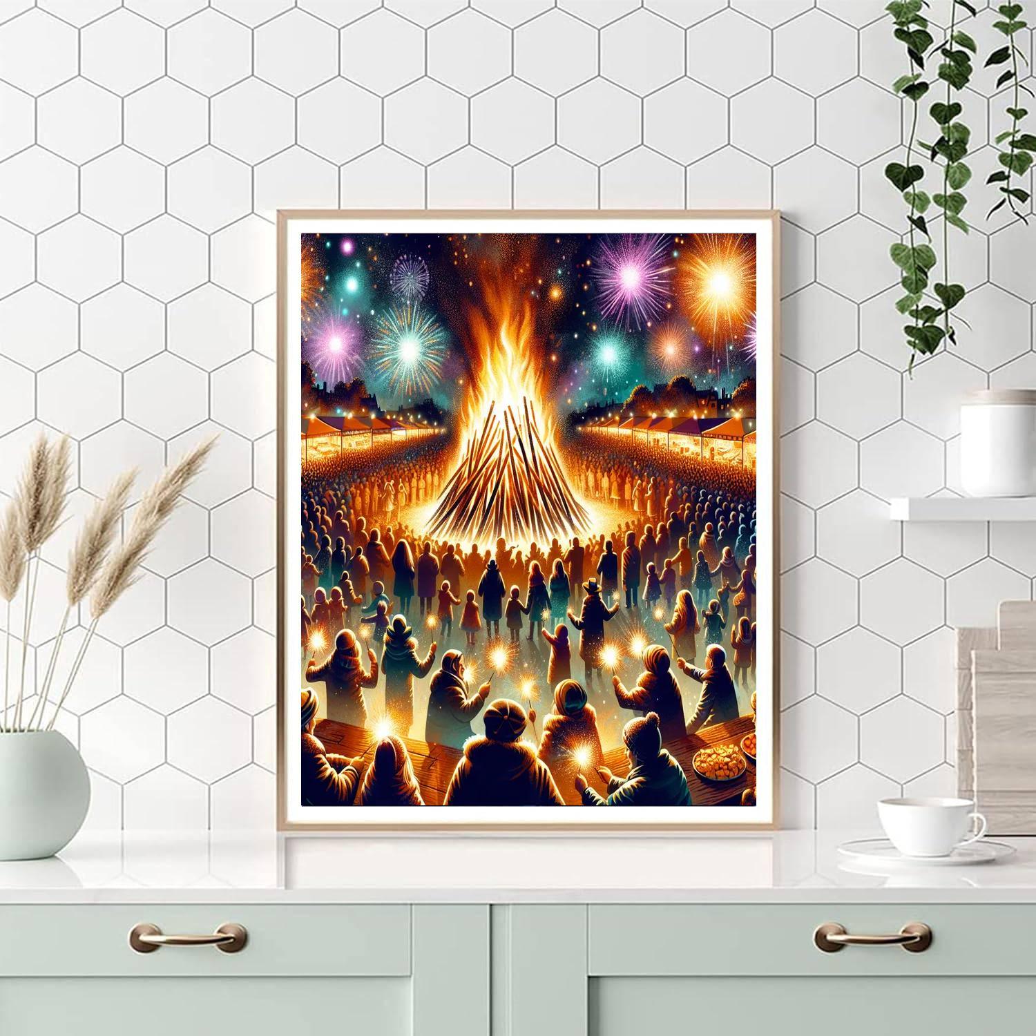 Bonfire Night - England Number Painting