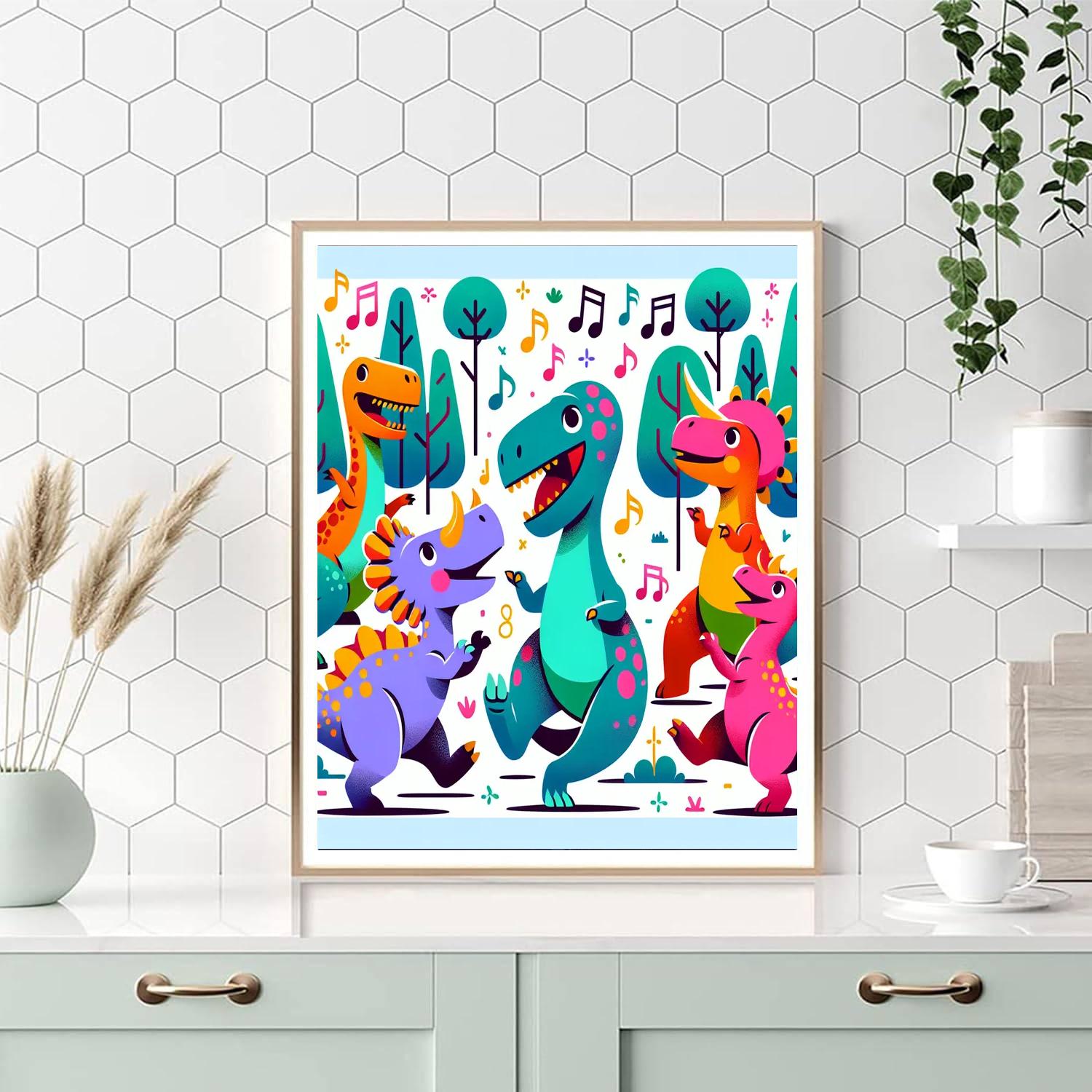 Joyful Dino Dance Party Painting By Numbers Kit