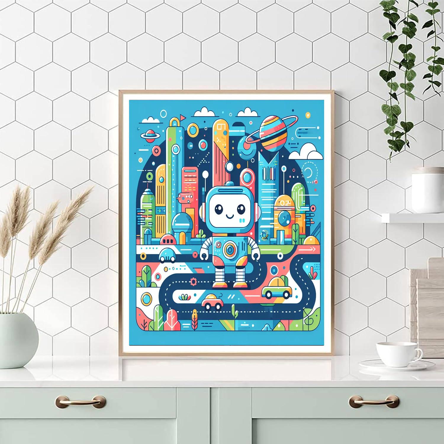 Robot's Discovery Mission Painting By Numbers Kit