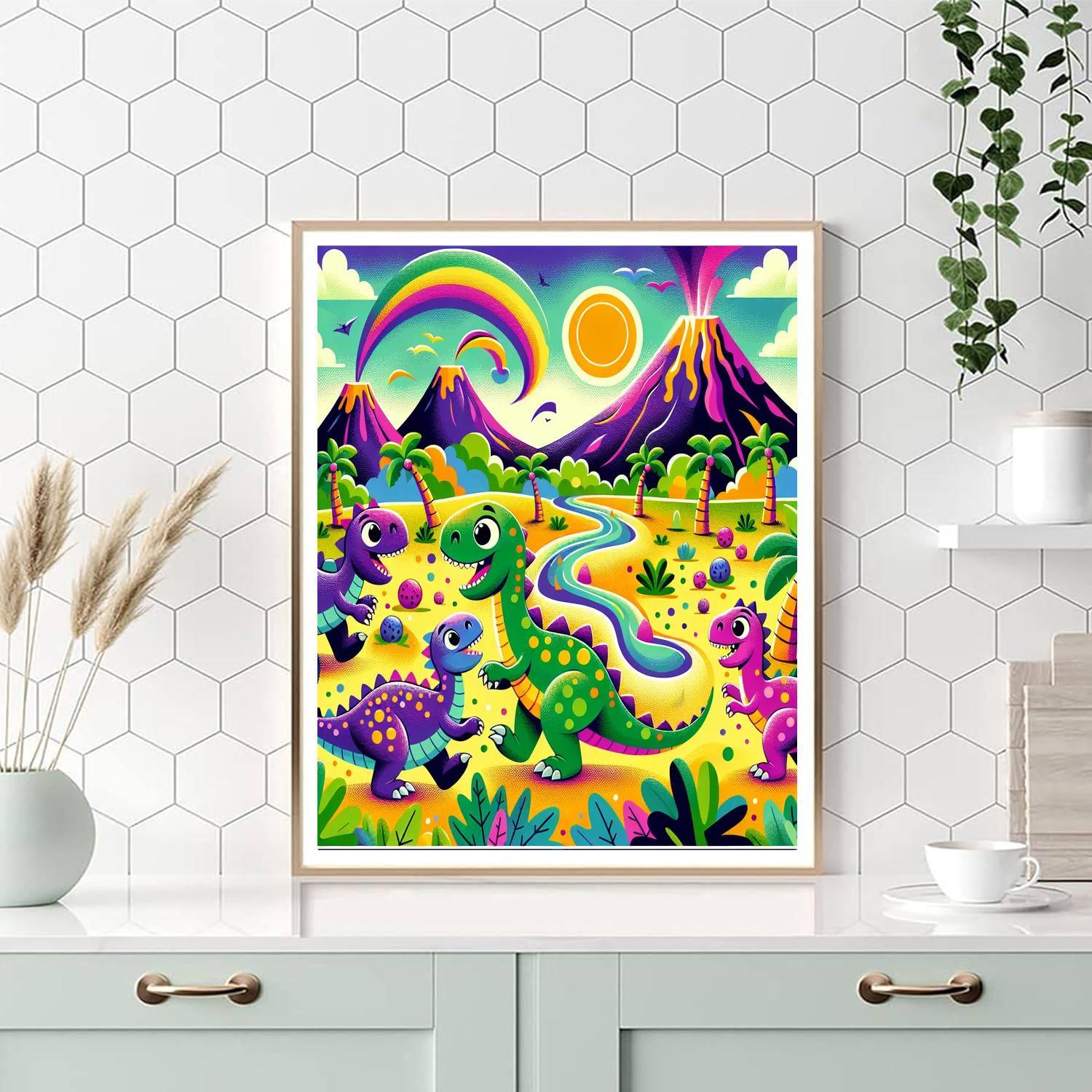 Dashing Dinosaurs Paint By Numbers Art