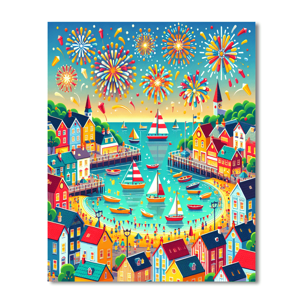 Seaside Village Festival Paint By Numbers Art