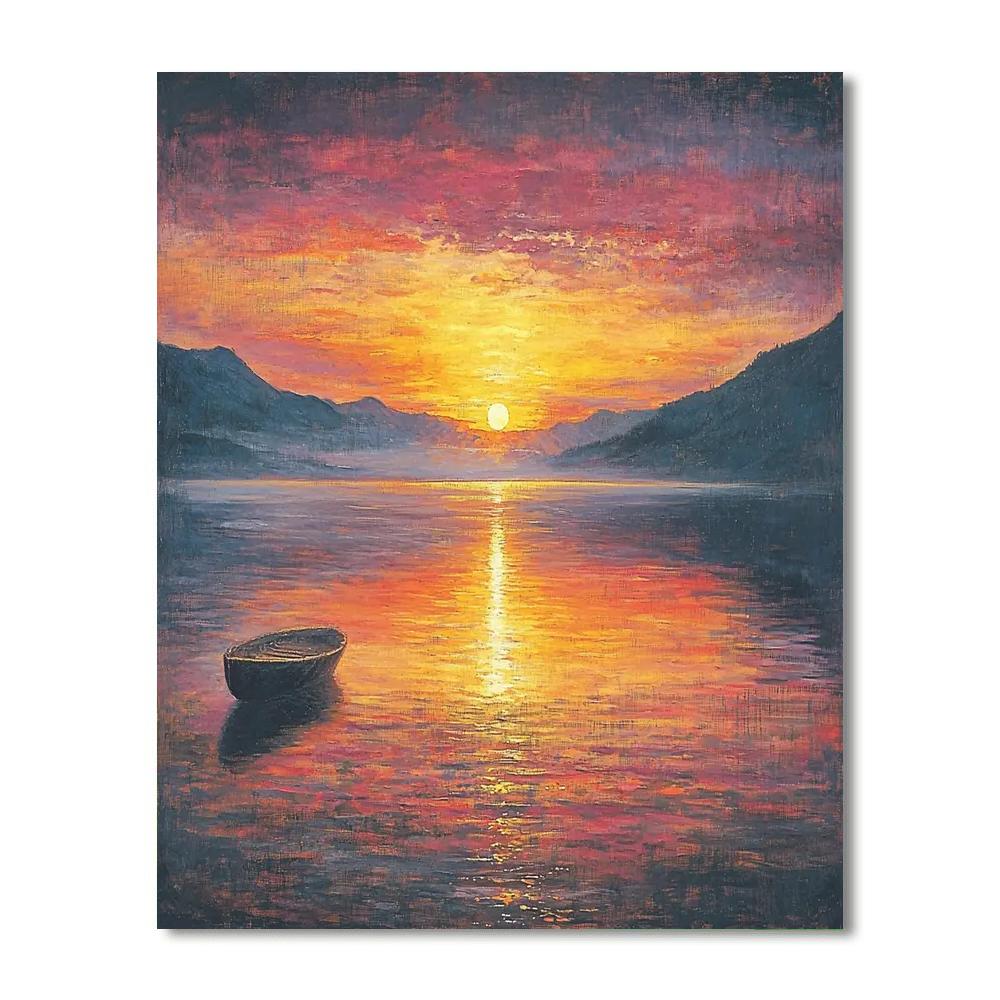 J.M.W. Turner Inspired Glowing Sunset Reflections  Paint By Numbers