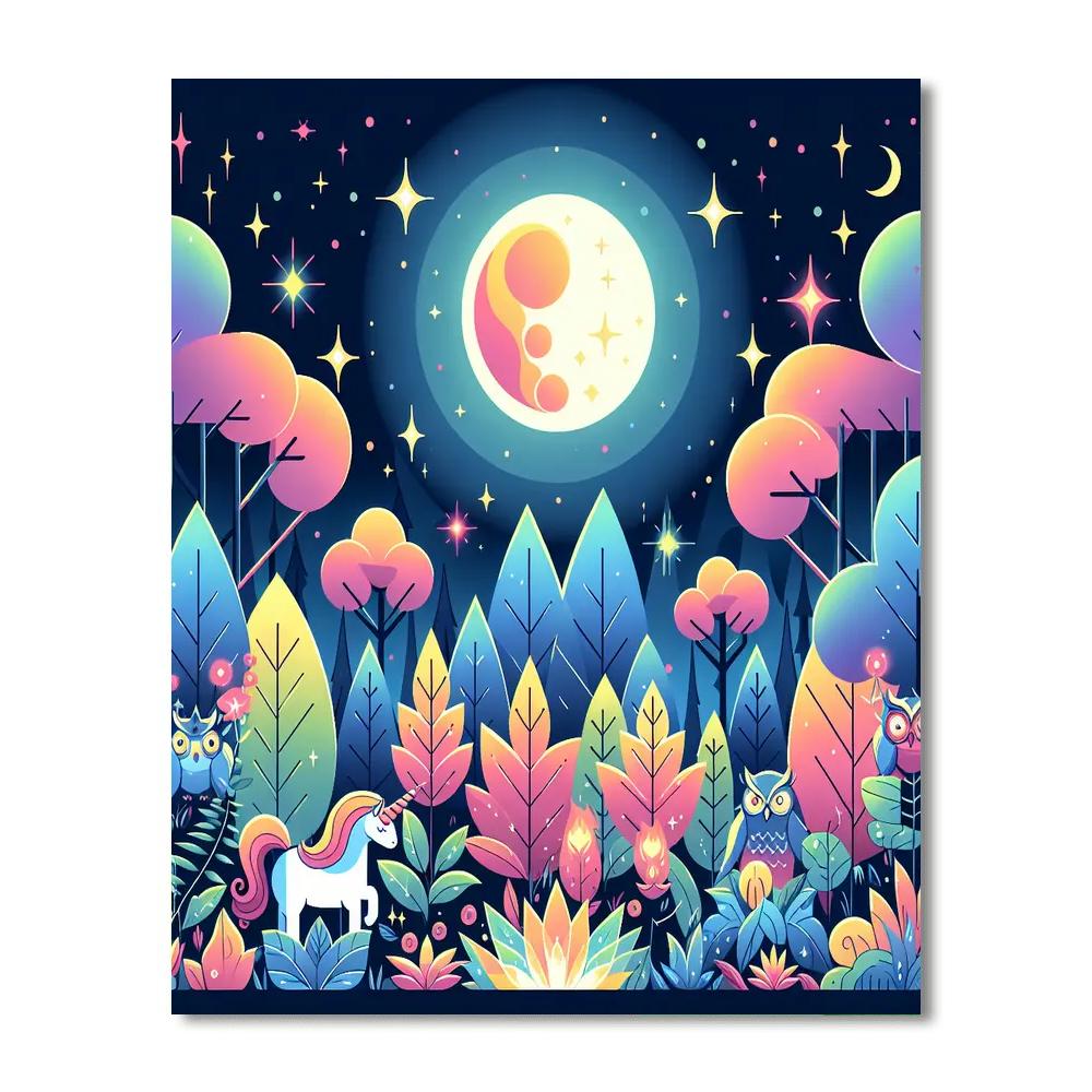 Mystical Moonlight Forest Paint By Numbers